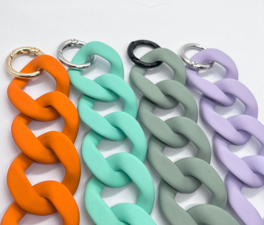 Colour Chain Wide Link Dog Collar 30mm - Turquoise, Silver Hardware | JOOLS LONDON
