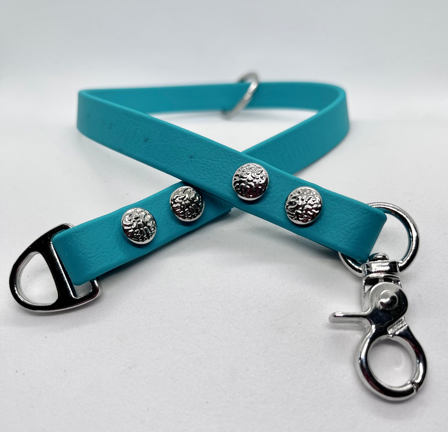 ‘Just Saying’ plain BioThane® 13mm clip collar, textured steel studs stainless steel hardware