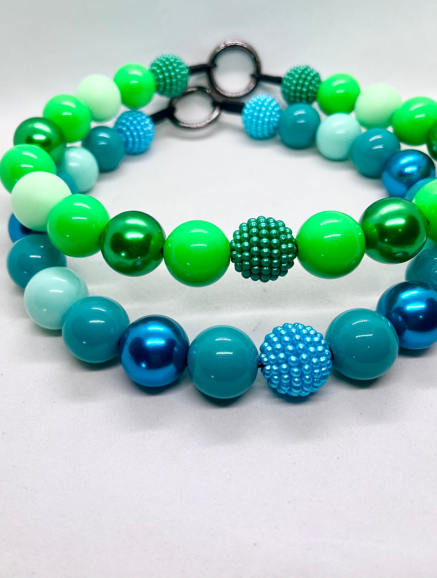 'Teal Me' Teal, Mint & Electric Blue Beaded Dog Collar