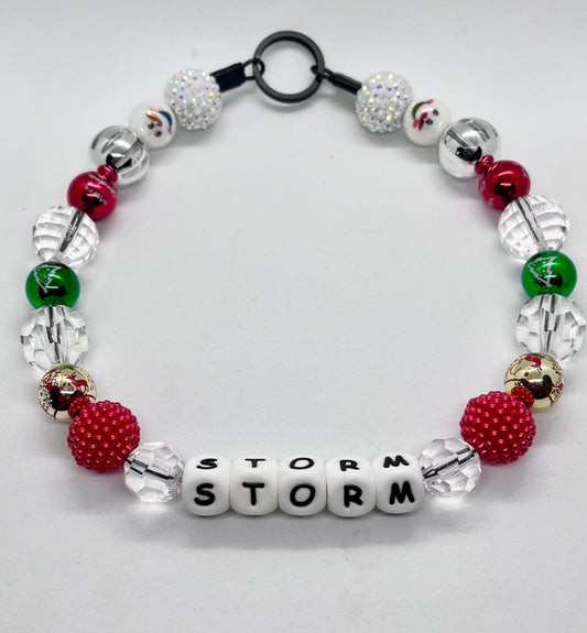 ‘Winter Crystal ’  Christmas sparkle & foil bauble personalised beaded dog collar necklace