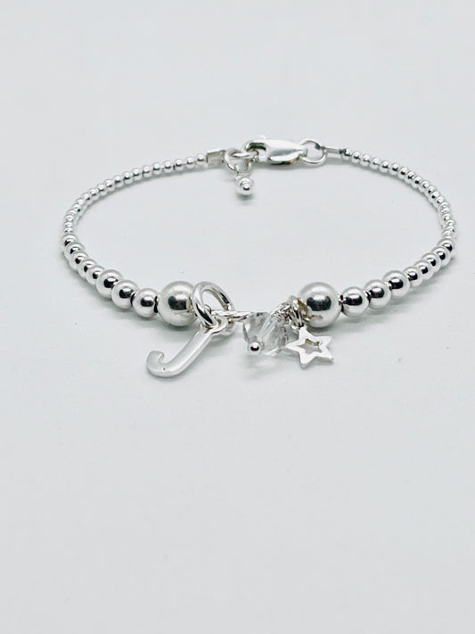 925 sterling silver 'Twist Ball' bead charm bracelet