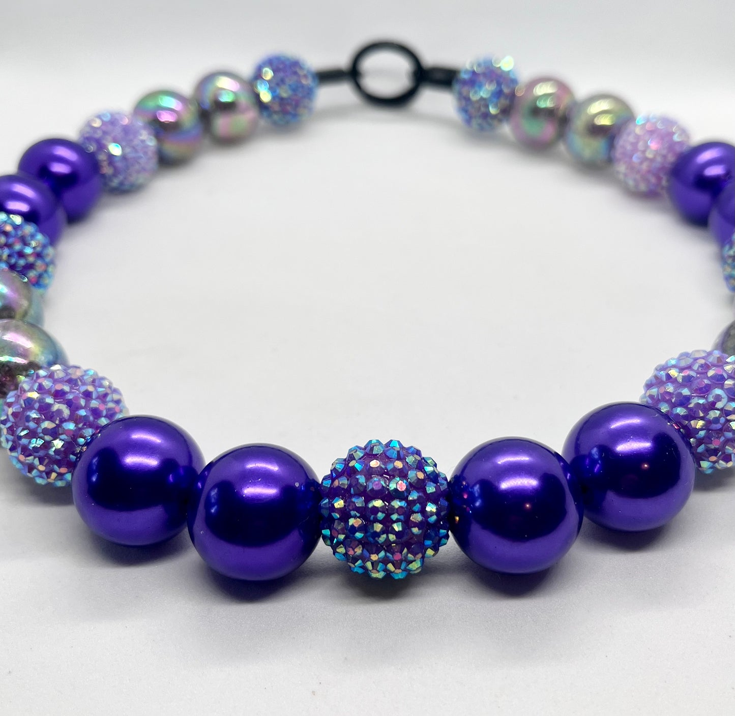 ‘Sparkle Power’ purple ombré sparkle iridescent beaded bead dog collar pet necklace