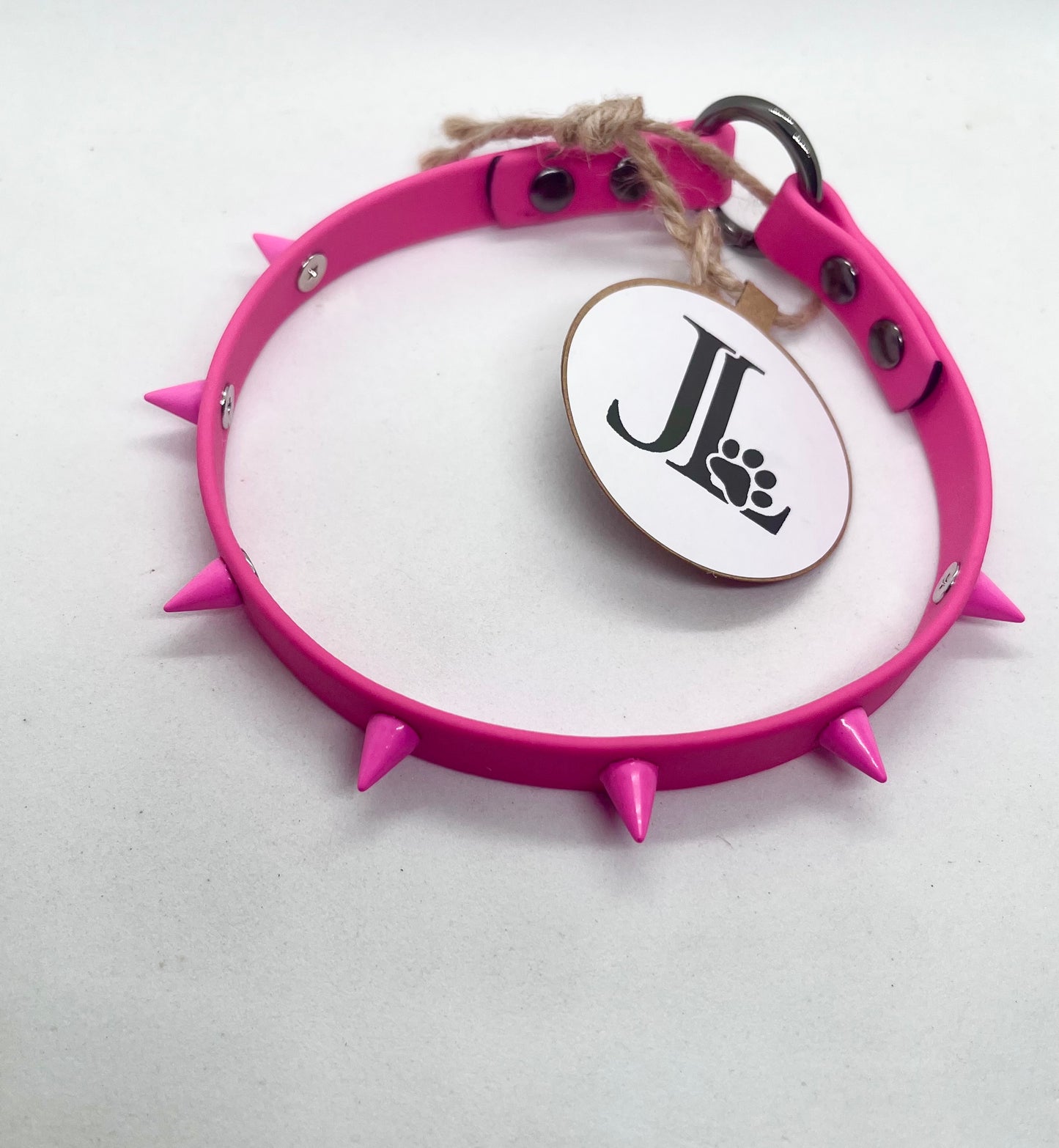 'Oh My' Hot Pink Colour Blend  Bright BioThane® Studded Collar - Colour Cone Spiked Studs | 14 inch | Reduced to £13.80