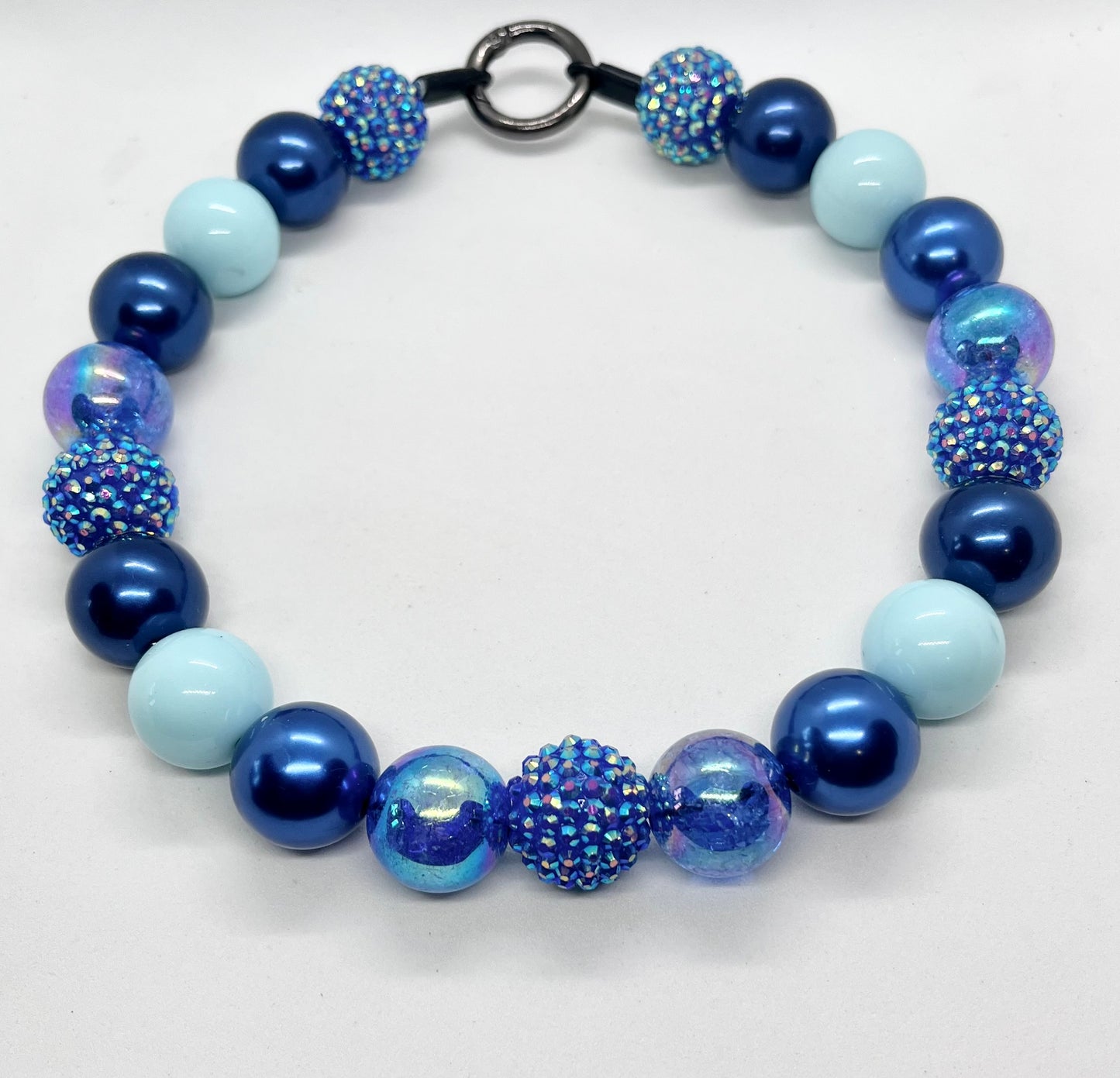 ‘Sparkle Boss’ blue ombre sparkle iridescent beaded bead dog collar pet necklace