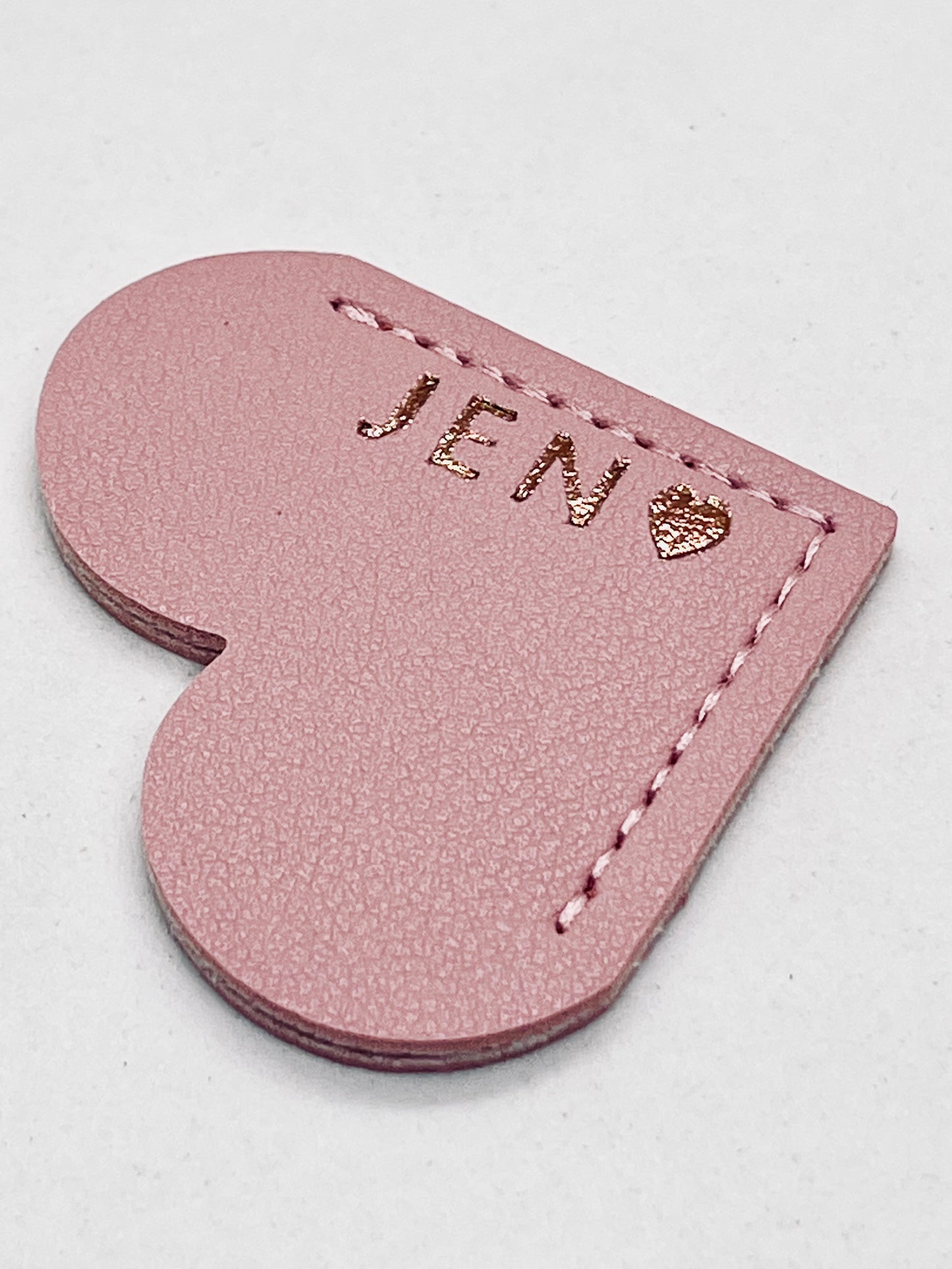 Personalised Vegan Leather Heart Bookmark Rose Gold Foil