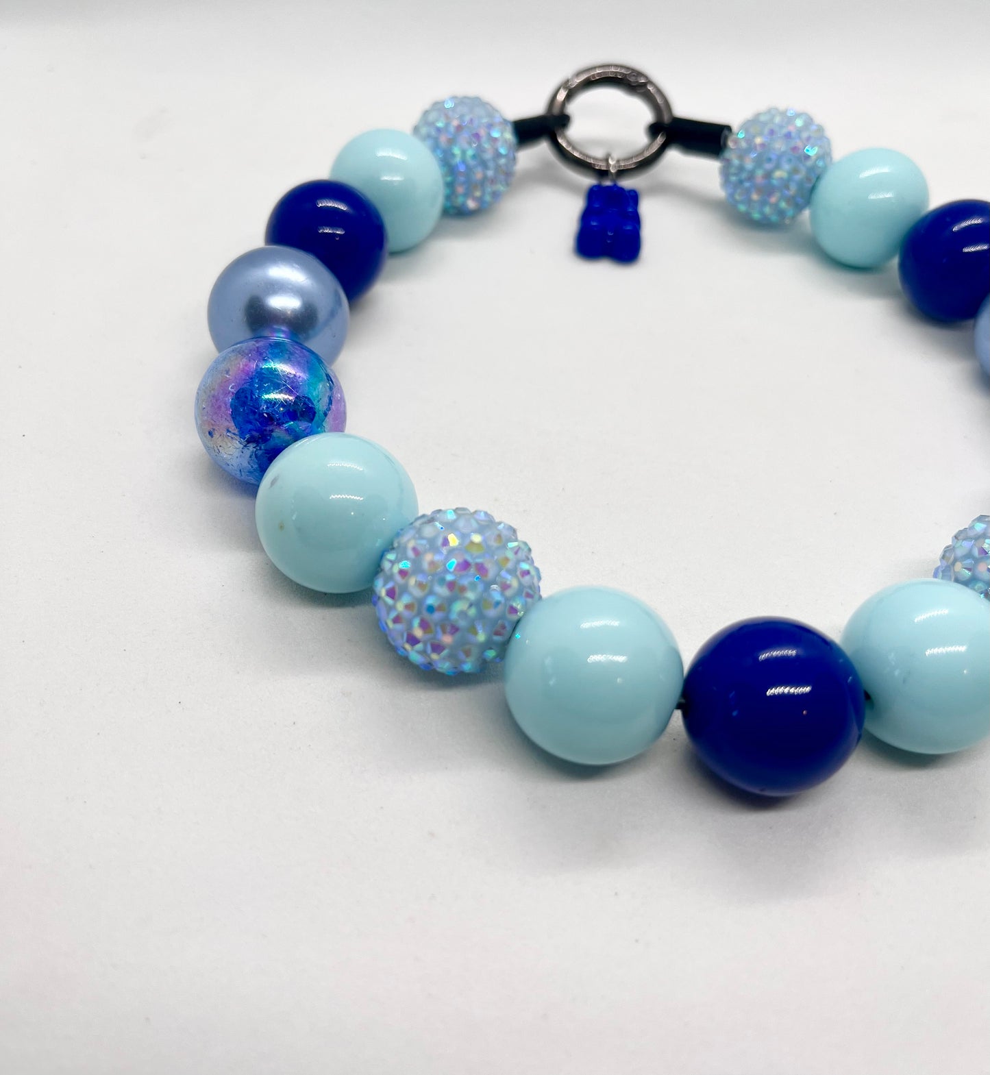 ‘Sparkle Force' baby blue sparkle iridescent beaded bead dog collar pet necklace