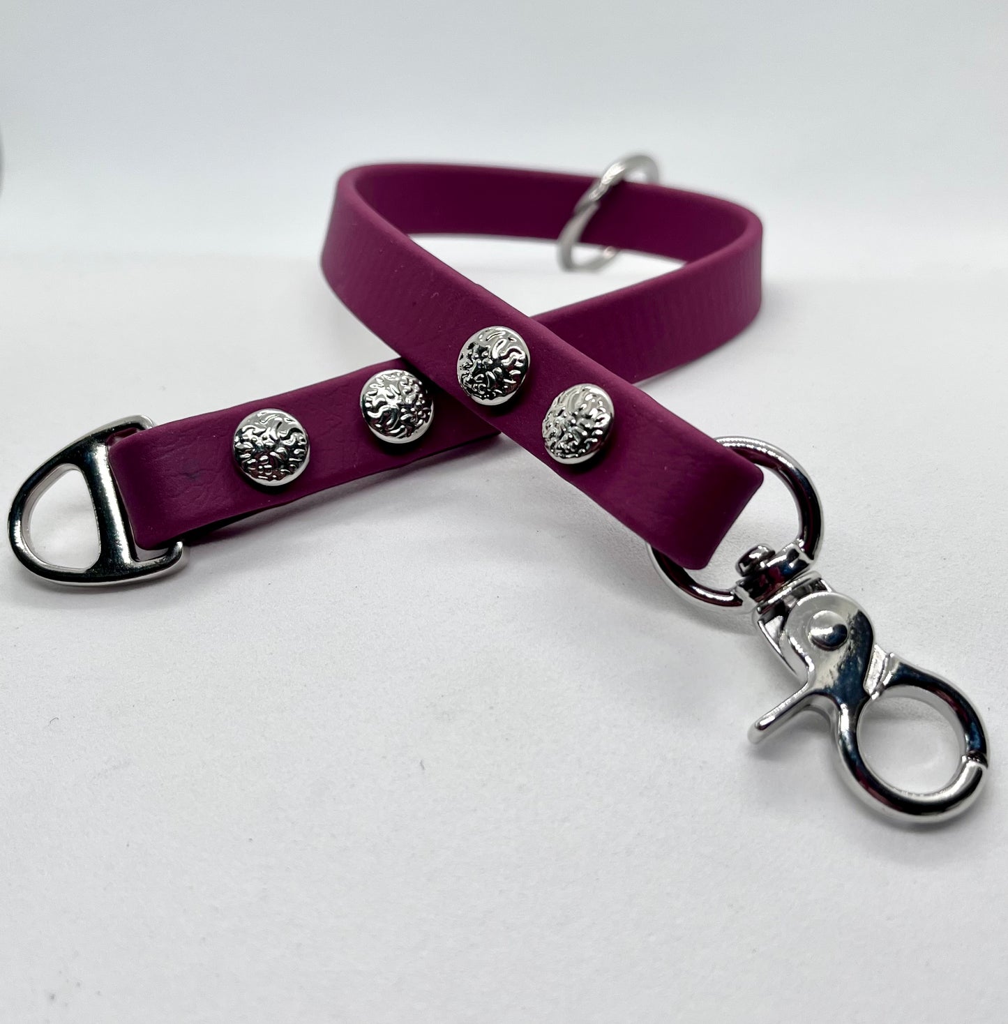‘Just Saying’ plain BioThane® 13mm clip collar, textured steel studs stainless steel hardware