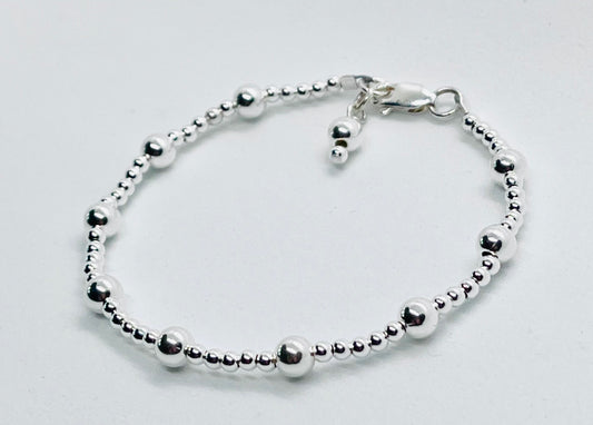 925 sterling silver 'Alternate Ball' bead charm bracelet