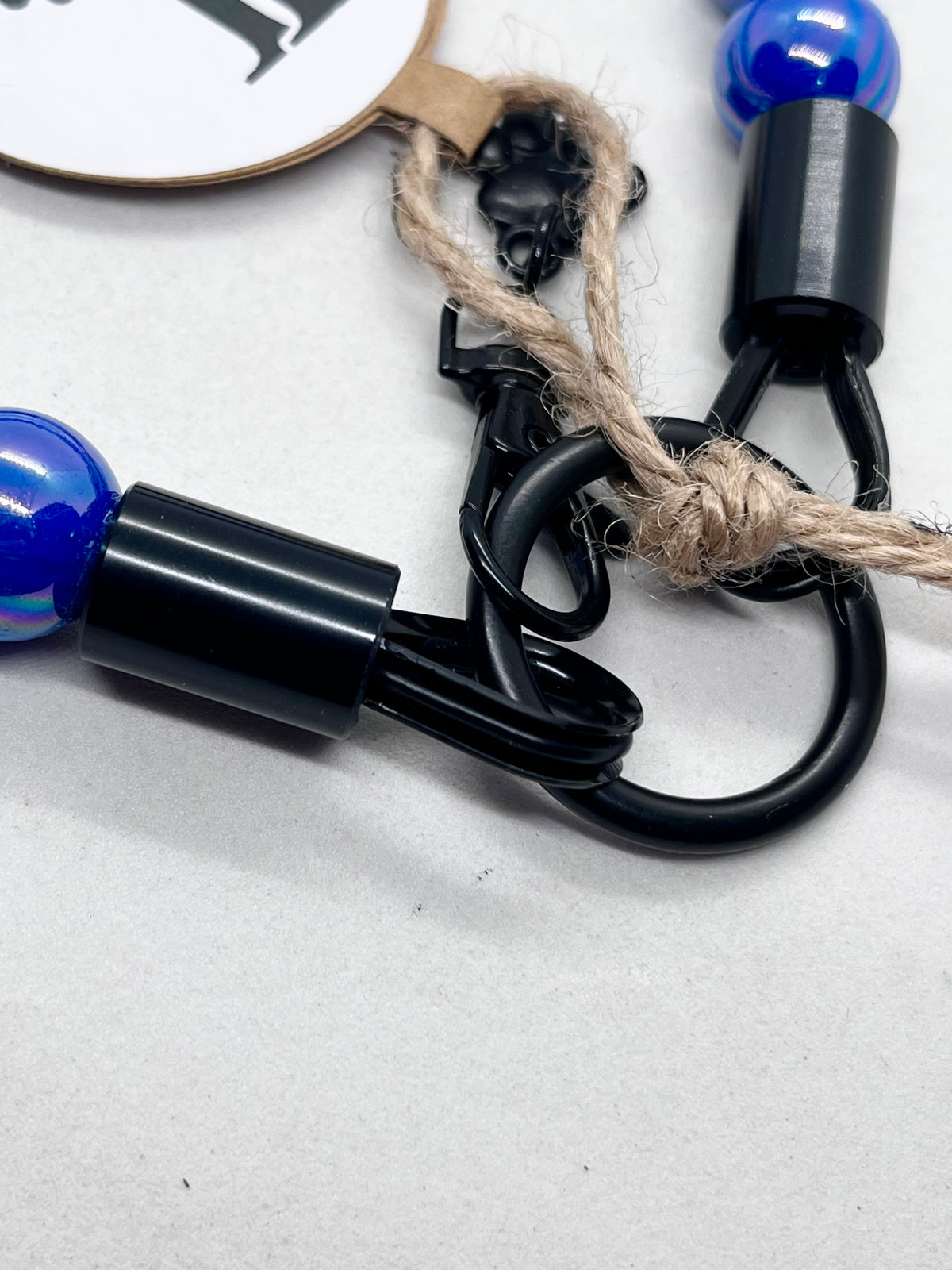 Iridescent Blue 'Top Dog' Beaded Collar with Matte Black Stainless Steel Hardware