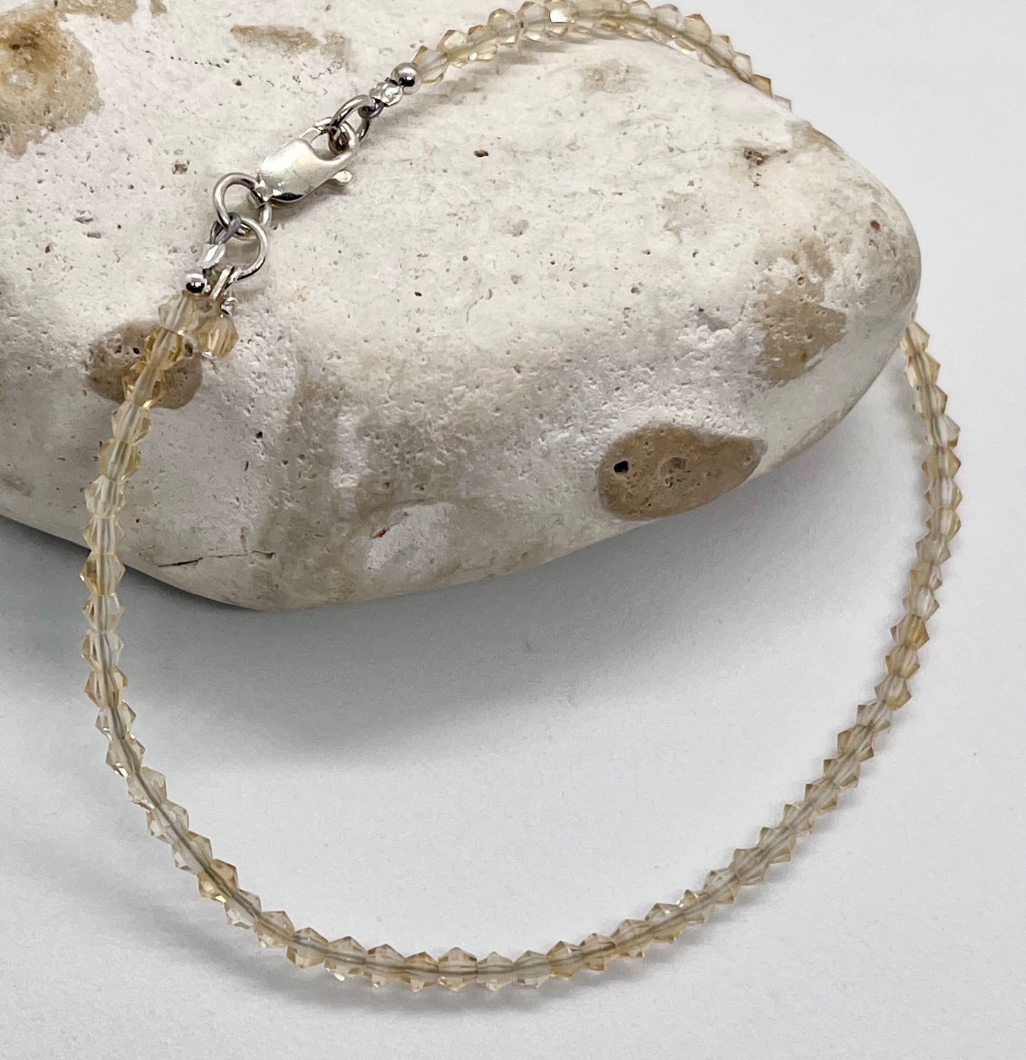 925 sterling silver 'Citrine Breeze’ genuine faceted Citrine bead anklet