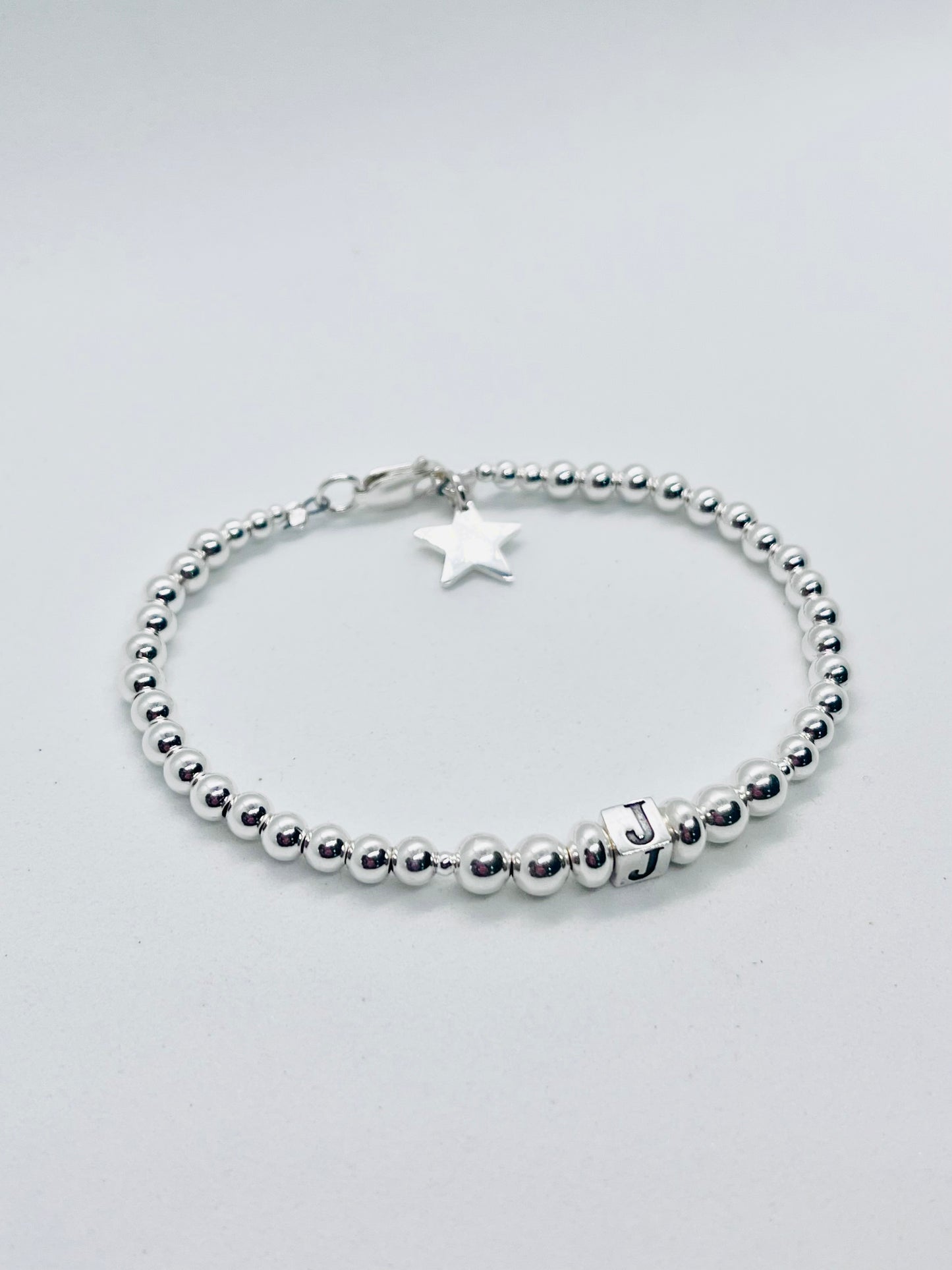 925 sterling silver personalised 'Cube' letter bead bracelet