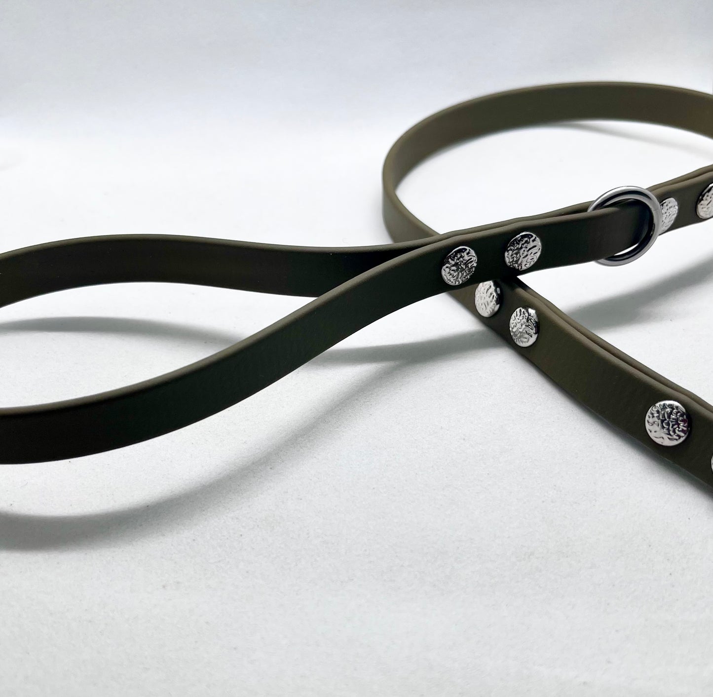 'Just Close' Plain BioThane® 12 inch Lead Extender  - Textured Steel Studs Stainless Steel Hardware Short Leash Training