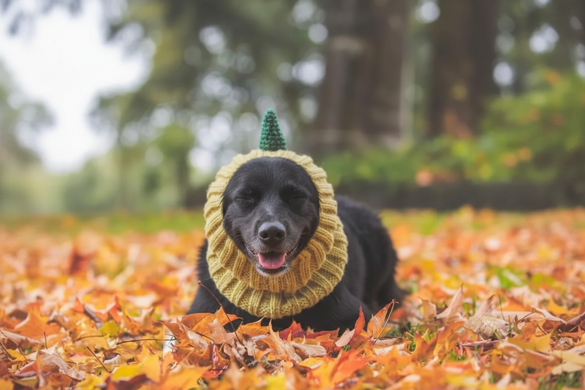 Dinosaur 'Dinosaur Game-Changer' Woolly Winter Hat, Snood and Neck Warmer for Dogs