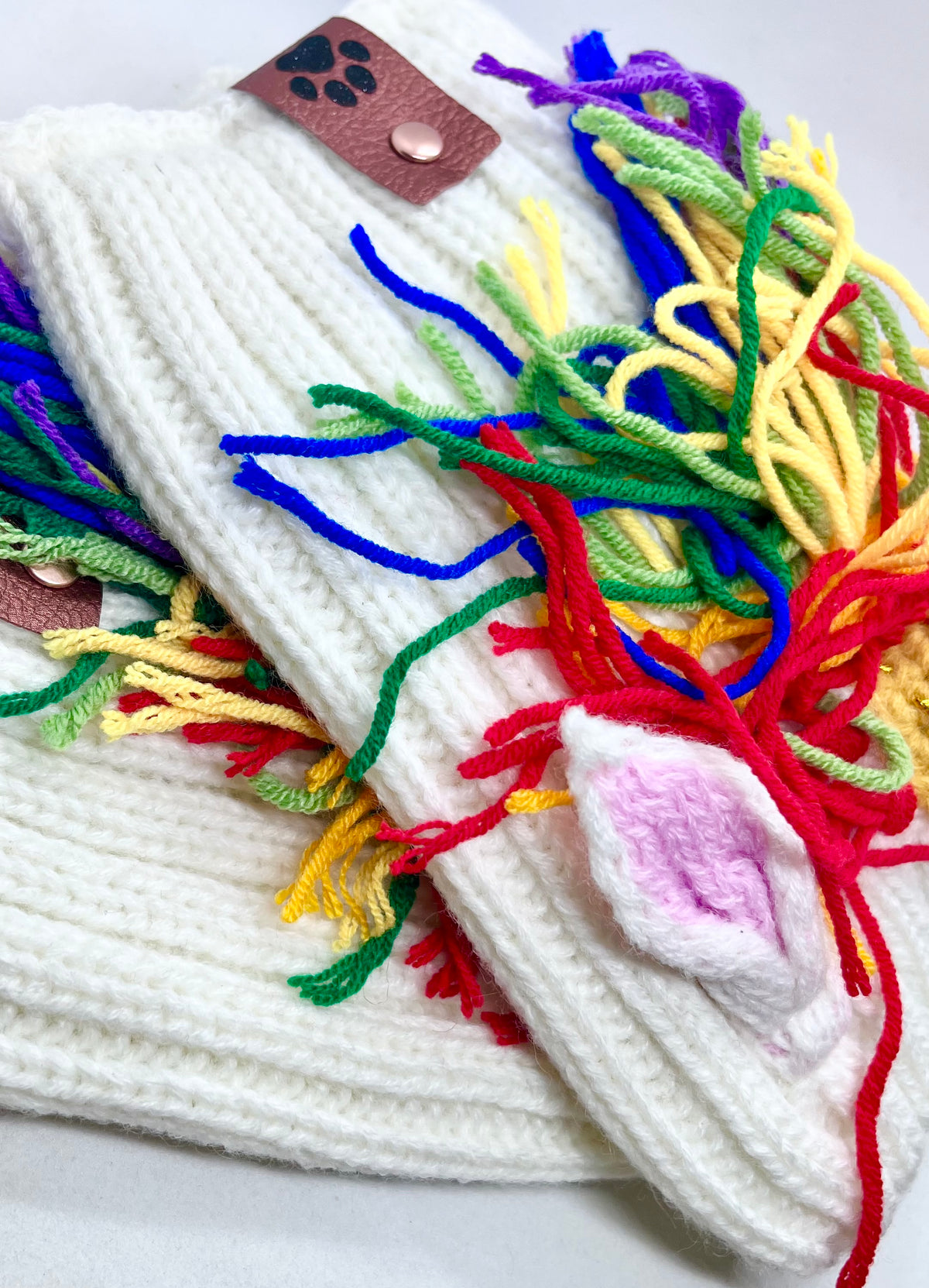 Rainbow  ‘Unicorn Game-Changer’ Hat - Woolly Winter Headwear & Neck Warmer, Snood for Dogs
