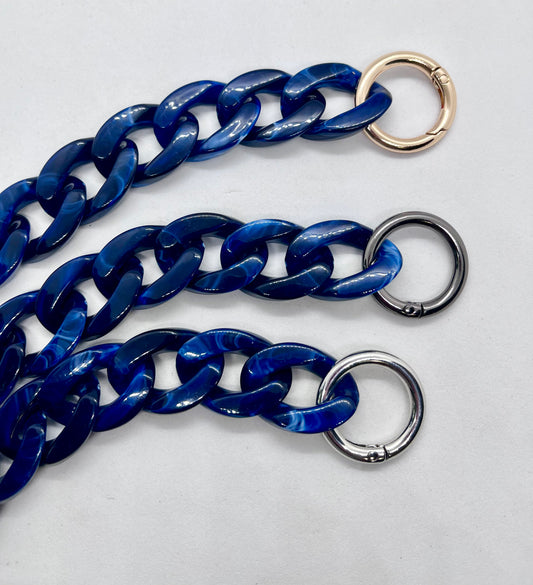 Colour Chain' Dark Blue Marble Medium Link Dog Collar 20mm | JOOLS LONDON