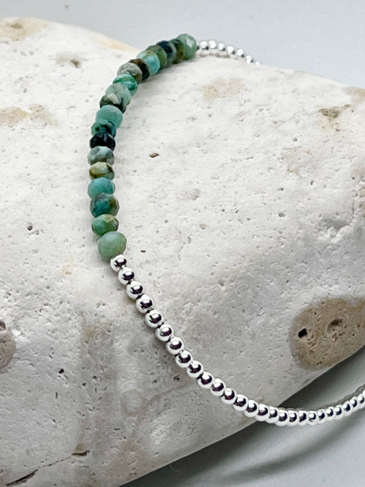 925 sterling silver 'African Turquoise Centre' ball bead charm bracelet