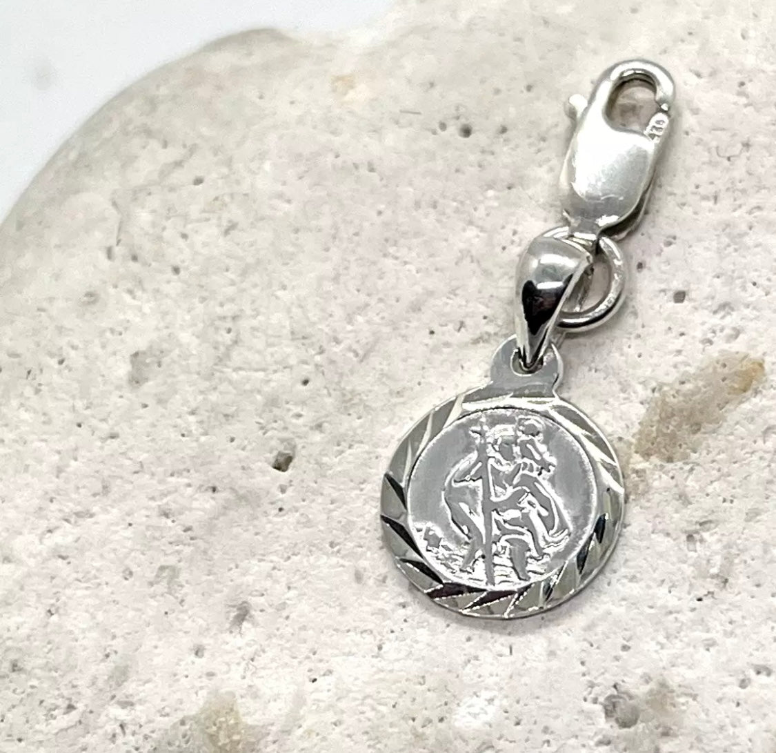 925 sterling silver ST CHRISTOPHER diamond cut charm
