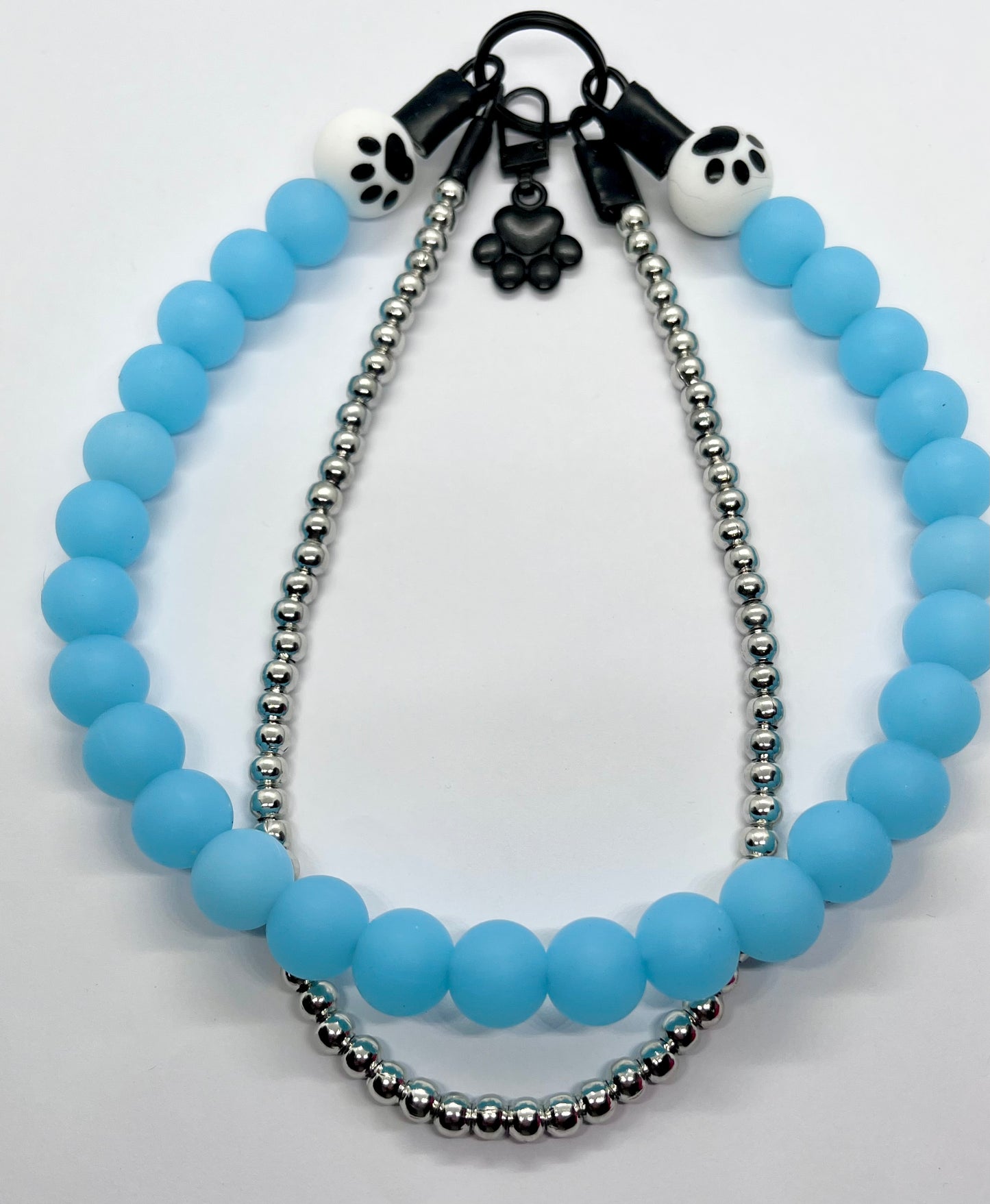 ‘A Little Frosty’ baby blue frosted beaded PAWS bead dog collar