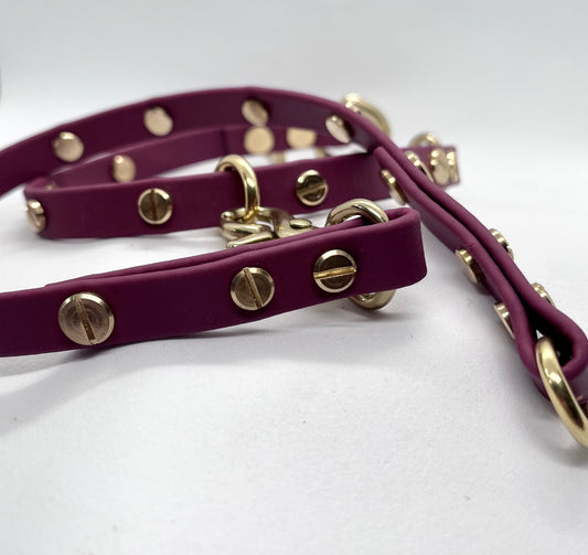 ‘Coffee Bean' detachable studded lead extender 12 inches 1ft - mix & match BioThane® accessories 13mm & 19mm