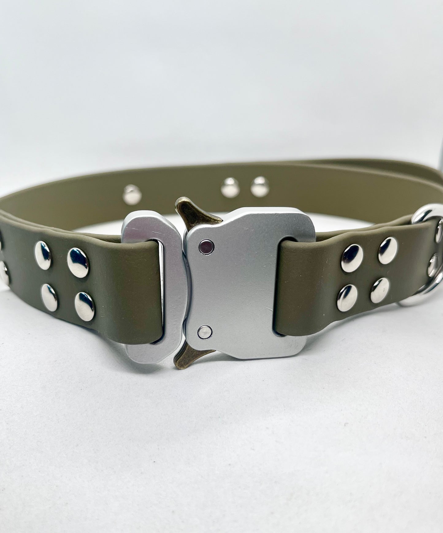 "No Nonsense" Tactical BioThane® Dog Collar in Army Green 25mm Safety Lock Steel Buckle