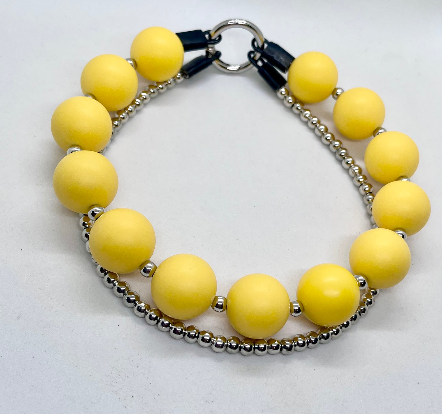 'Runway Ready' Yellow & Silver Ball Chain Double Collar Set