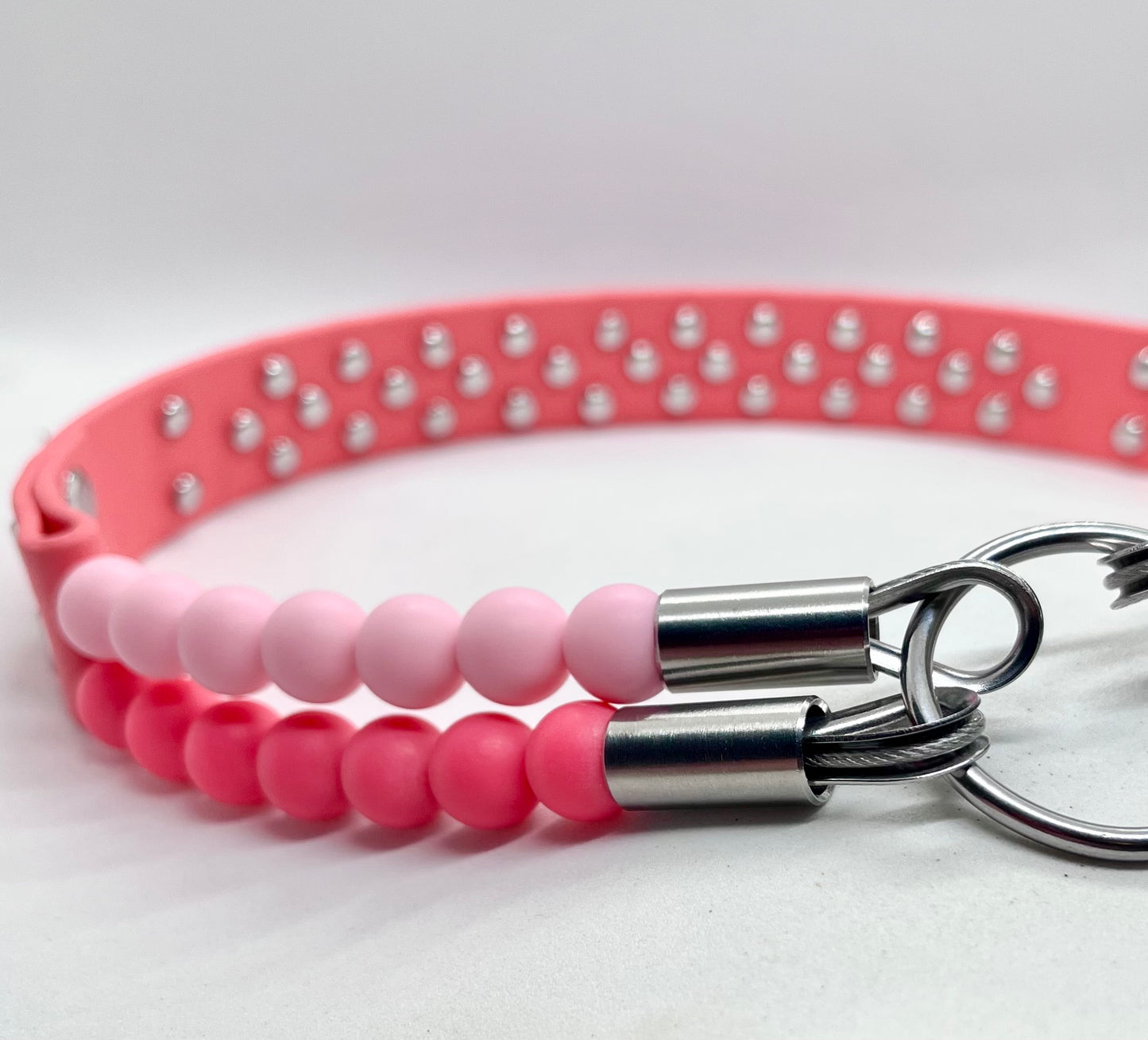 ‘Luxe Pink’ Double Beaded & BioThane Diamante Dog Collar