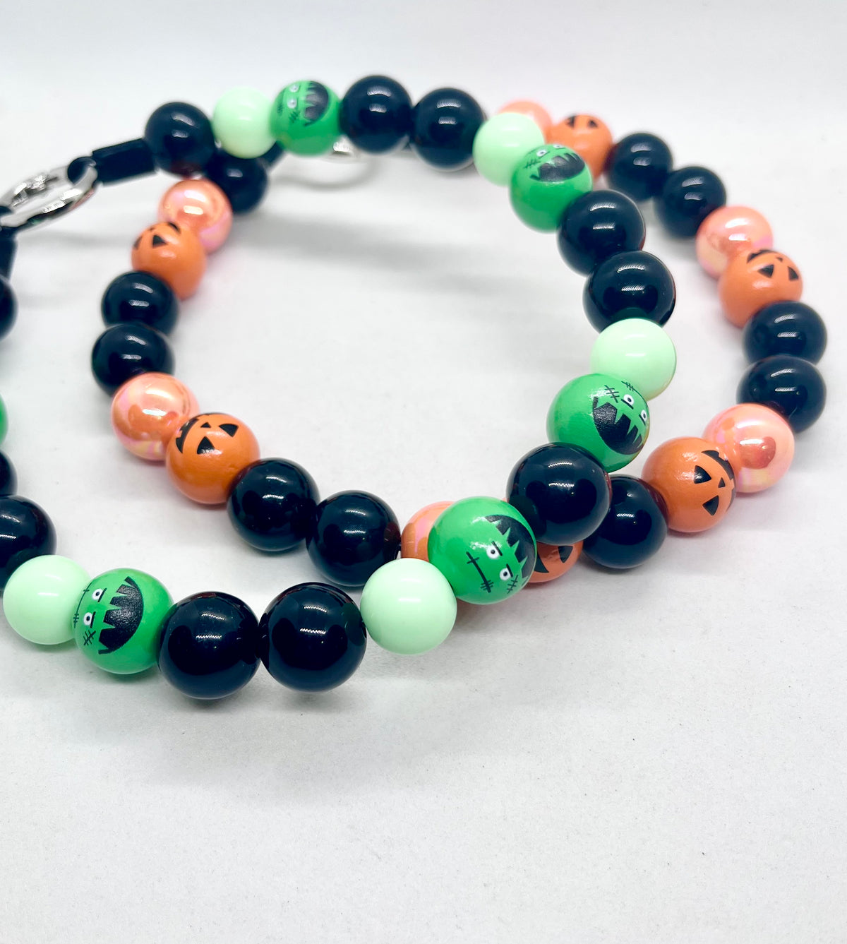 Halloween Collection  'Monster Mash' Green Frankenstein Beaded Dog Collar