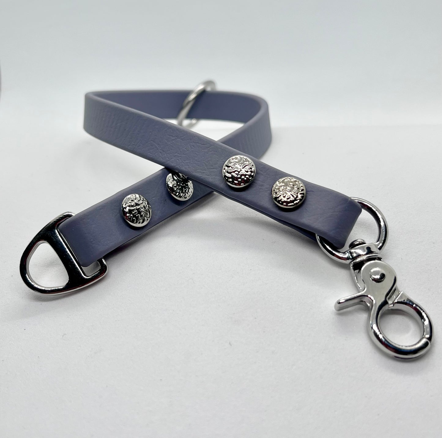 ‘Just Saying’ plain BioThane® 13mm clip collar, textured steel studs stainless steel hardware