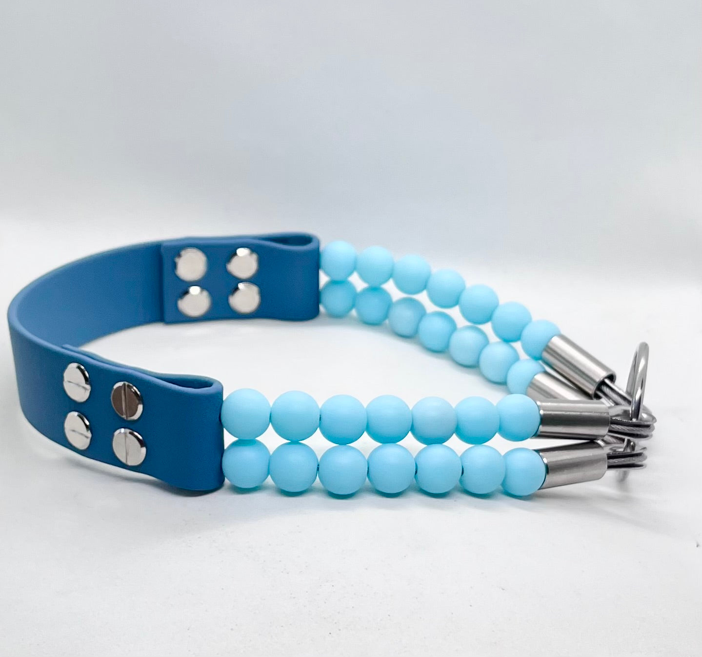 ‘Luxe Blue’ Double Beaded & BioThane® Dog Collar