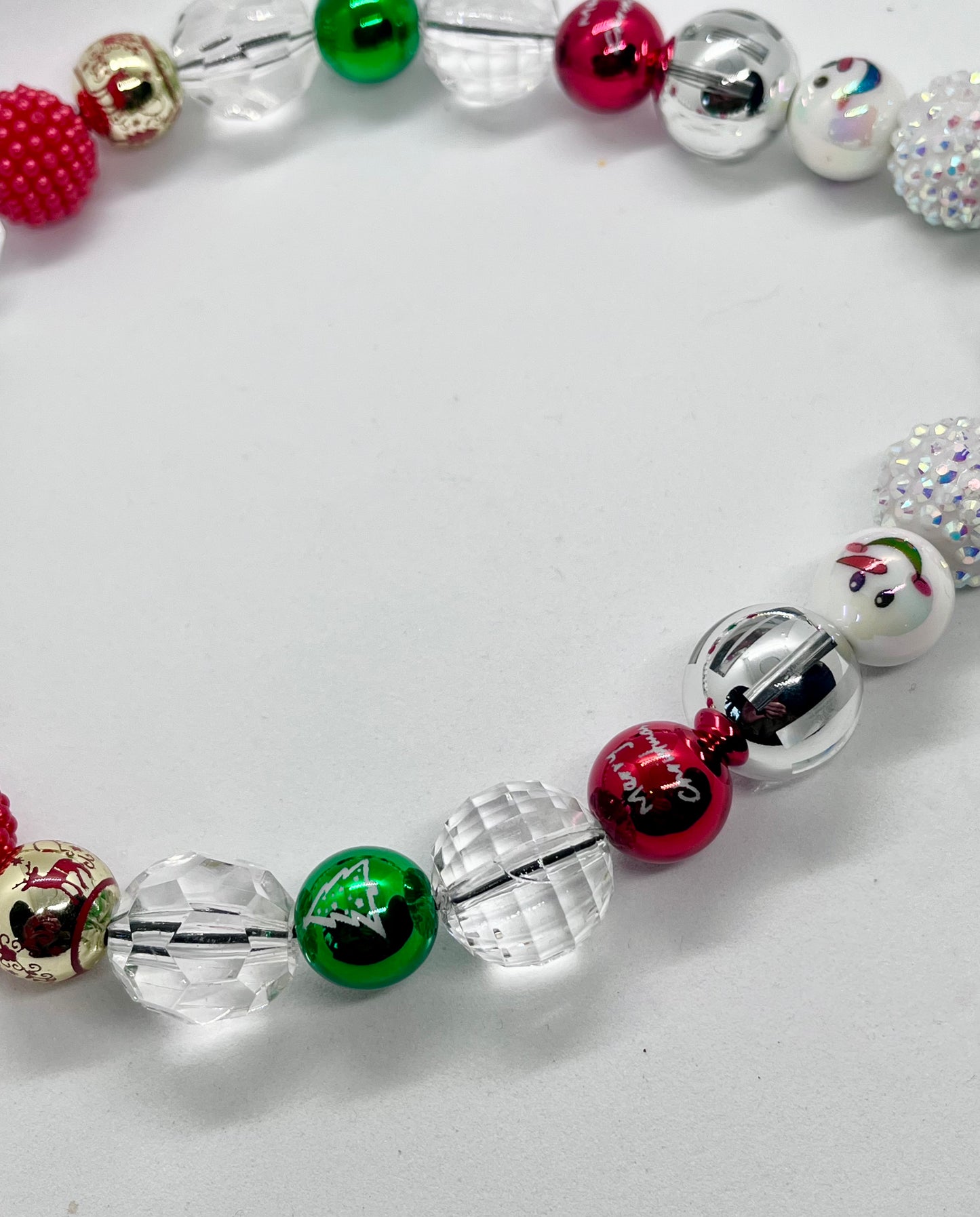 ‘Winter Crystal ’  Christmas sparkle & foil bauble personalised beaded dog collar necklace