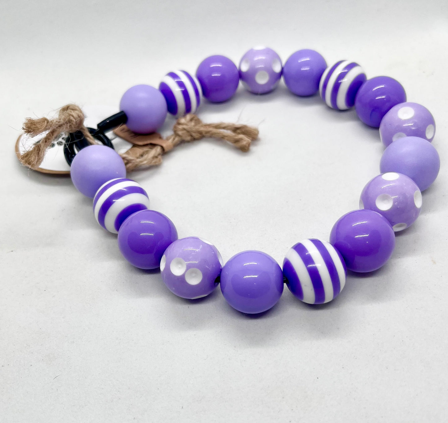 'Pattern Riot' Purple Beaded Dog Collar - Spots & Stripes | 14 inch | Reduced to £13.80