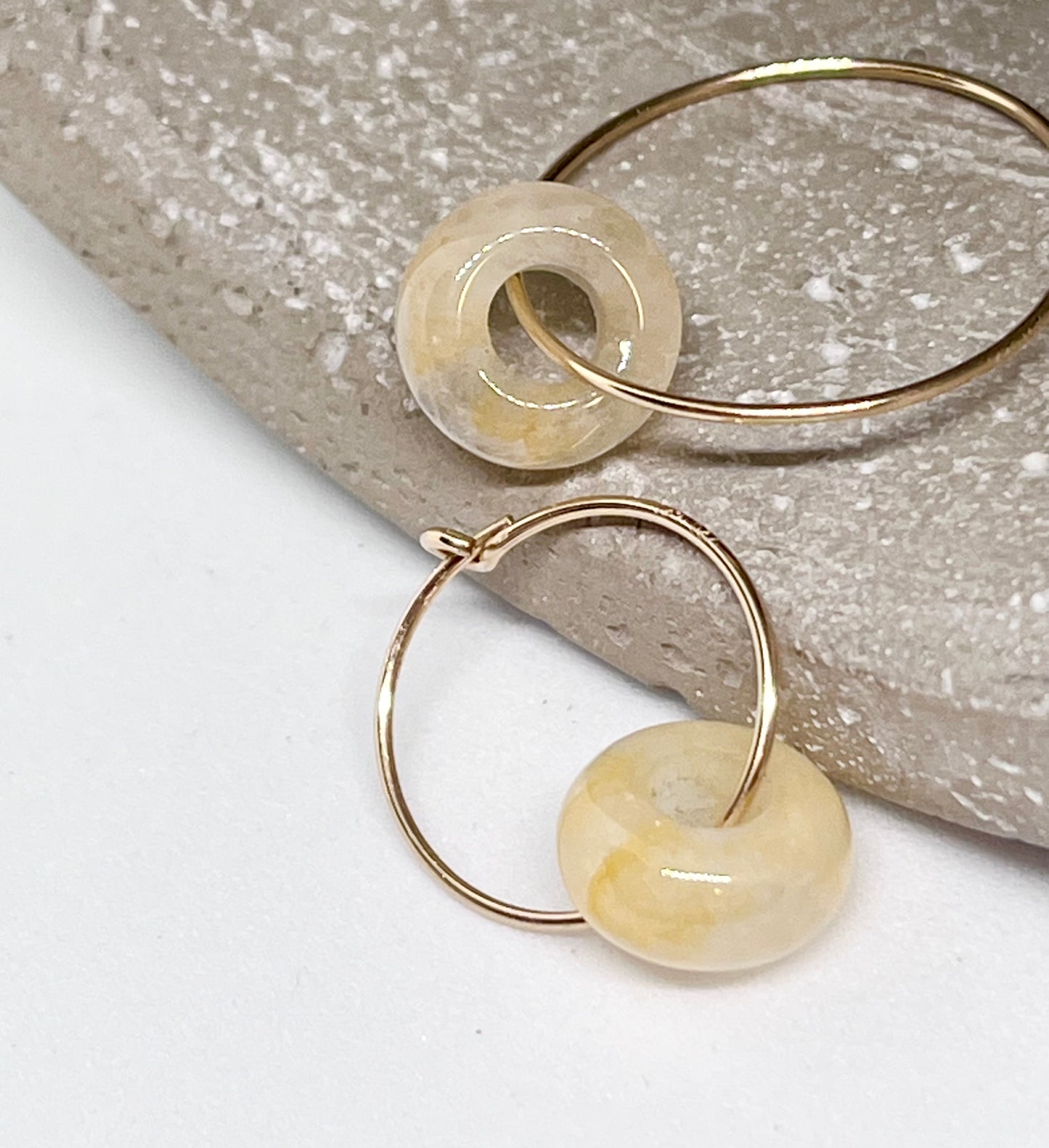 'Citrine Zen' 14k Gold Citrine Crystal Hoop Earrings