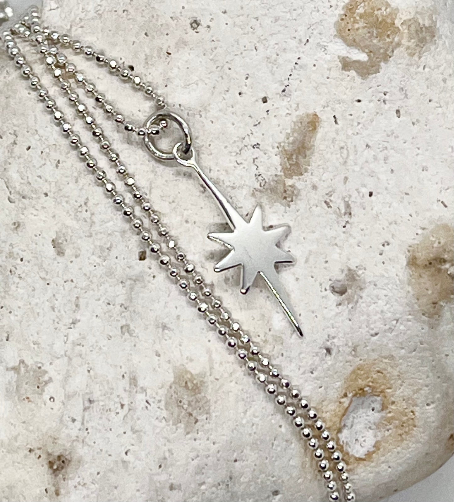 ‘Celestial Star’ necklace 925 sterling silver diamond cut ball chain