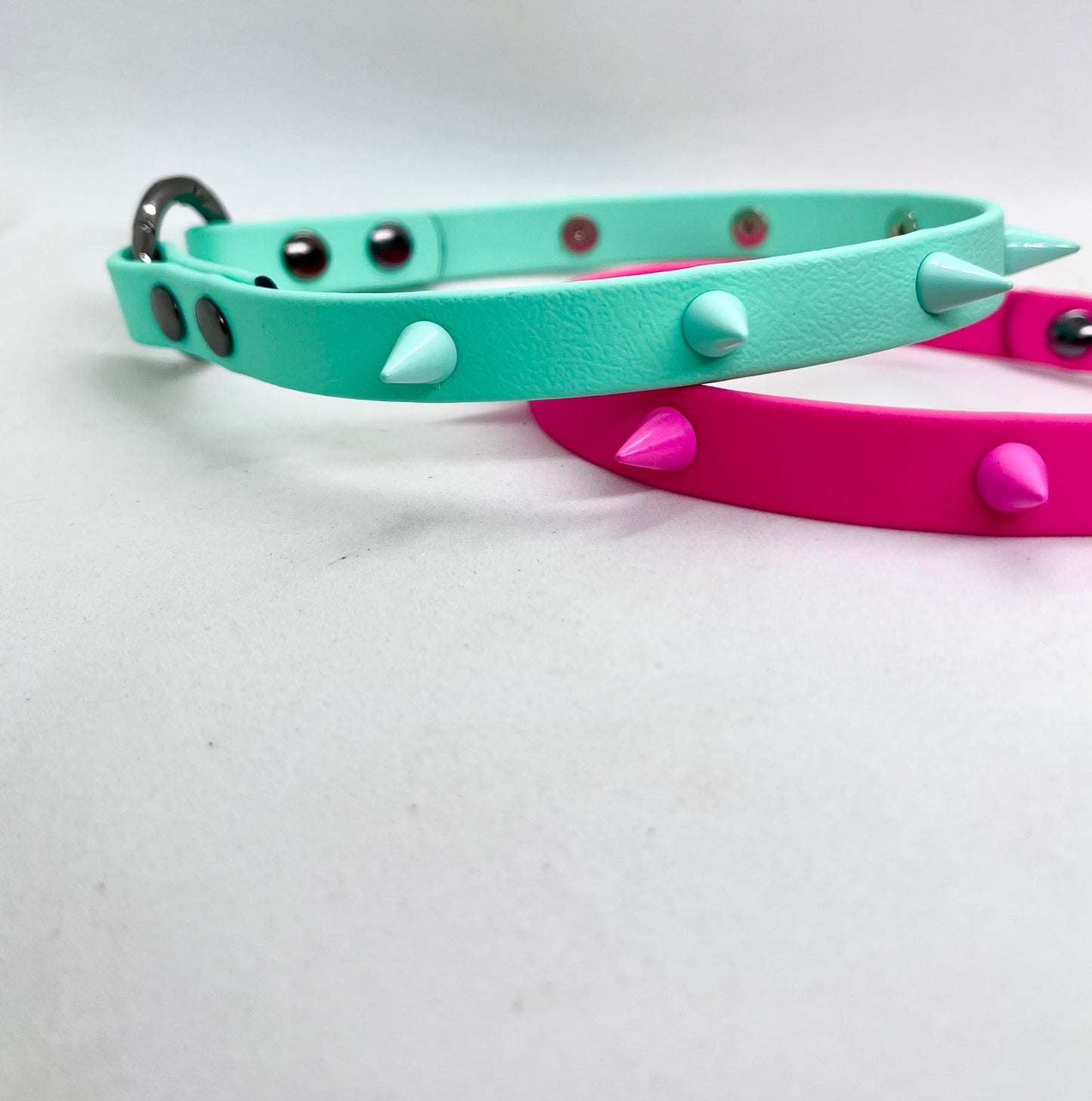 'Oh My' Colour Blend  Bright 13mm BioThane® Studded Collar - Colour Cone Spiked Studs