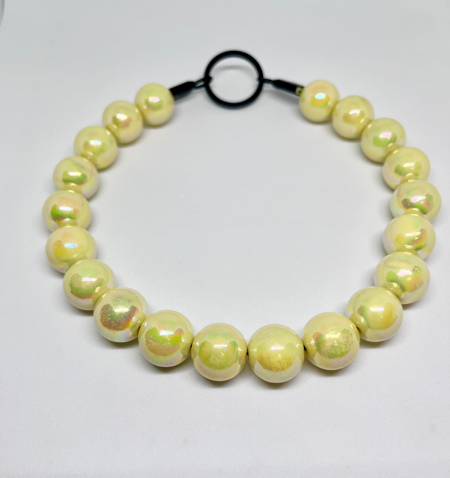 ‘Full Focus’ yellow iridescent beaded bead dog collar pet necklace