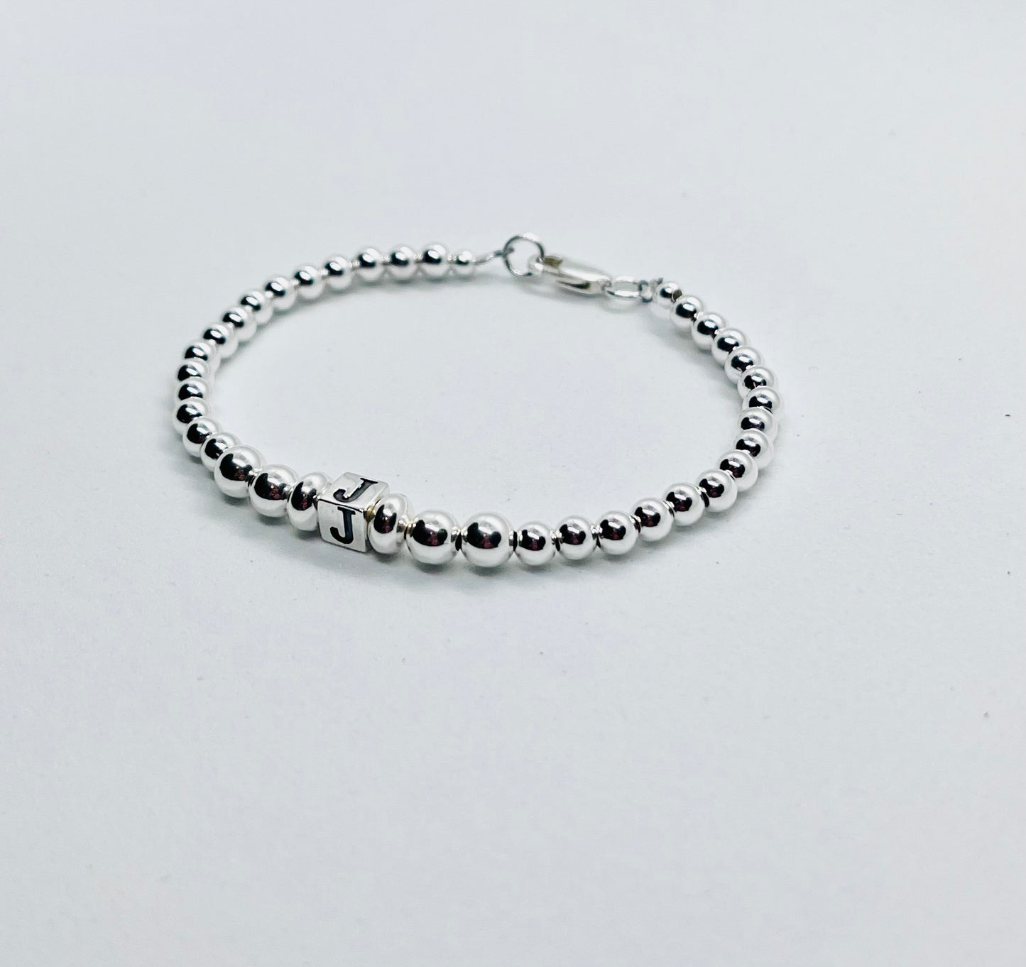 925 sterling silver personalised 'Cube' letter bead bracelet