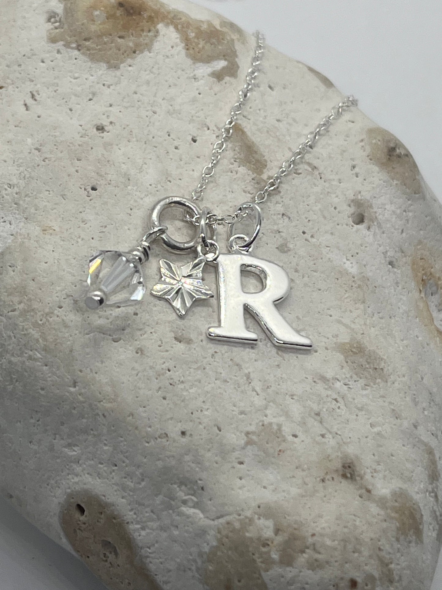 925 sterling silver letter initial charm lobster clasp