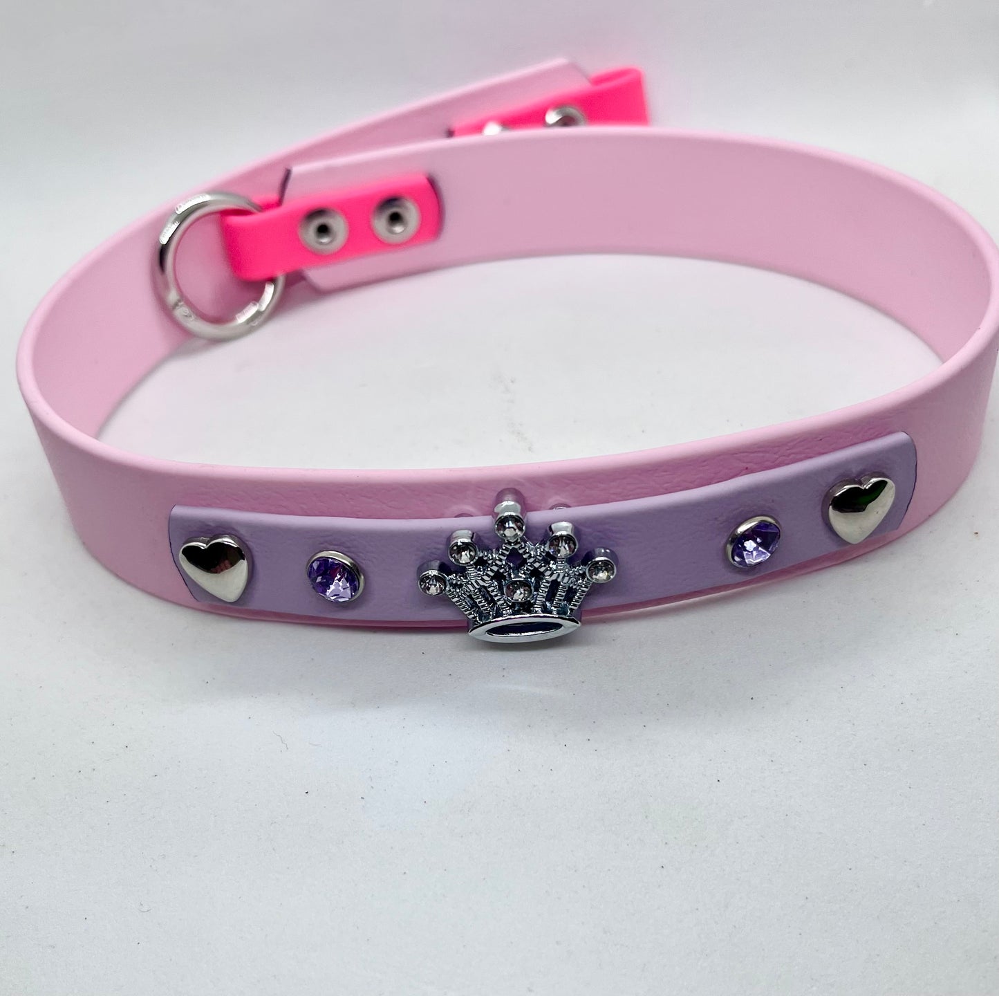 Luxe Princess Pink Lilac Crystal Crown Dog Collar - Luxury BioThane® by JOOLS LONDON