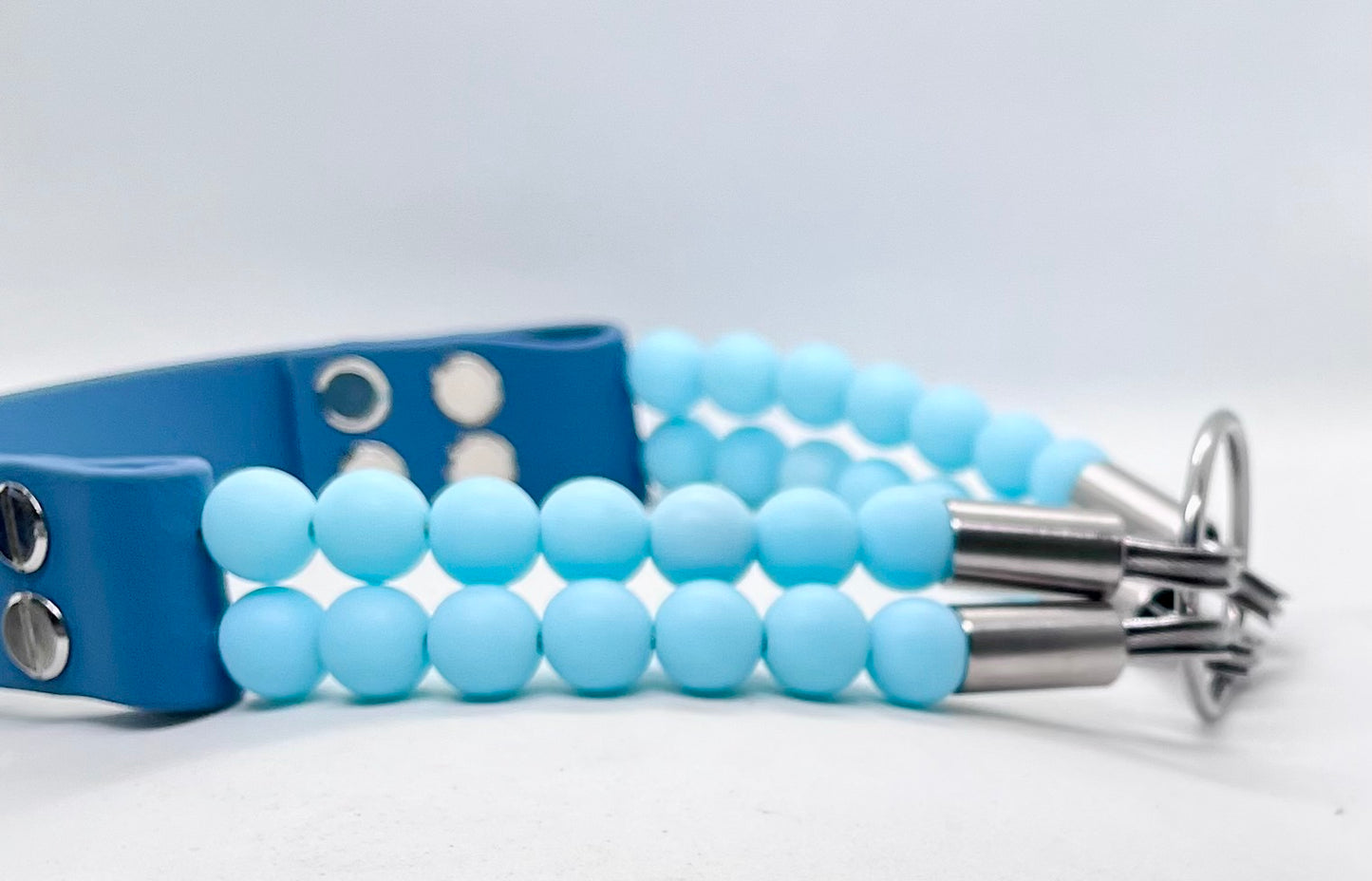 ‘Luxe Blue’ Double Beaded & BioThane® Dog Collar