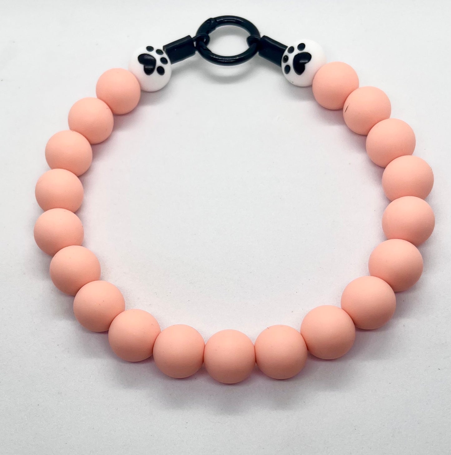 SALE 13 inches/33cm ‘Just Peachy’ peach beaded PAWS bead dog collar necklace NOW £8.50