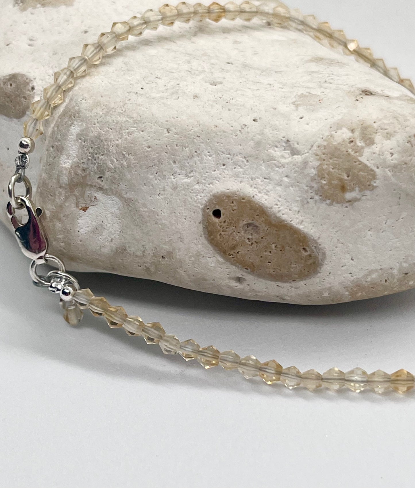 925 sterling silver 'Citrine Breeze’ genuine faceted Citrine bead anklet