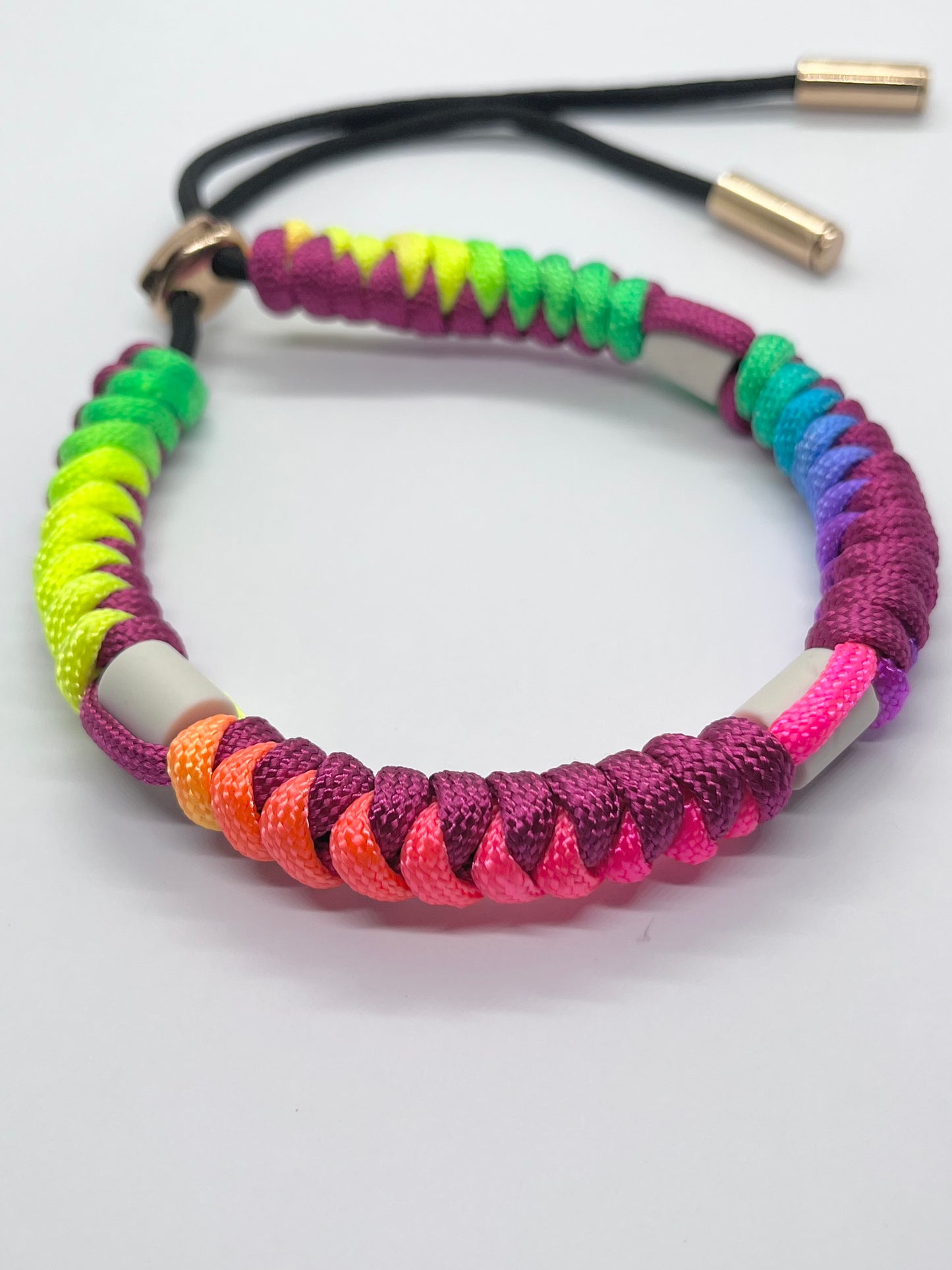 Paracord EM collar rainbow burgundy red for flea and tick prevention
