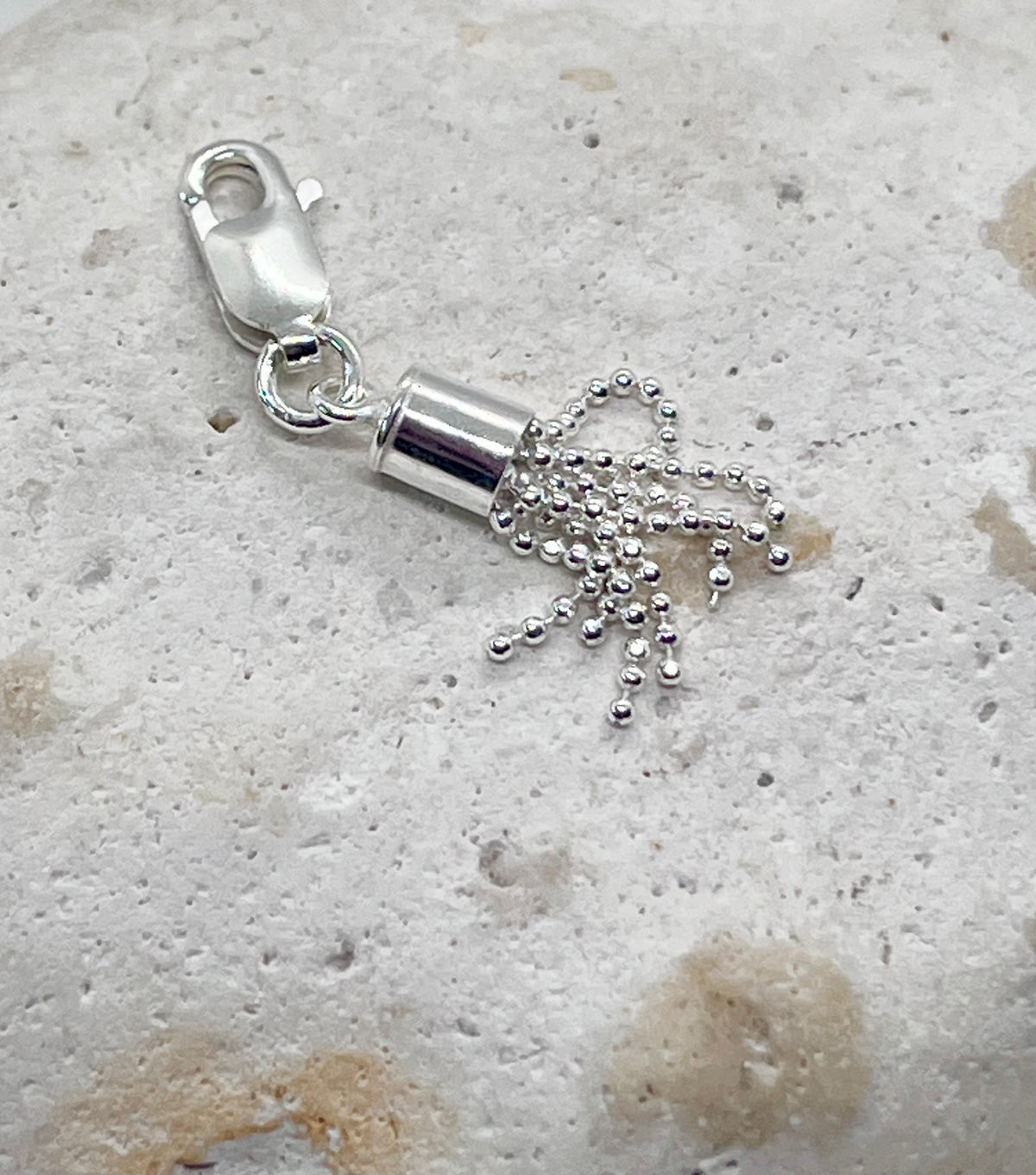 925 Sterling Silver Ball Chain ‘Ball Tassel’ Charm Jump Ring or Lobster Clasp