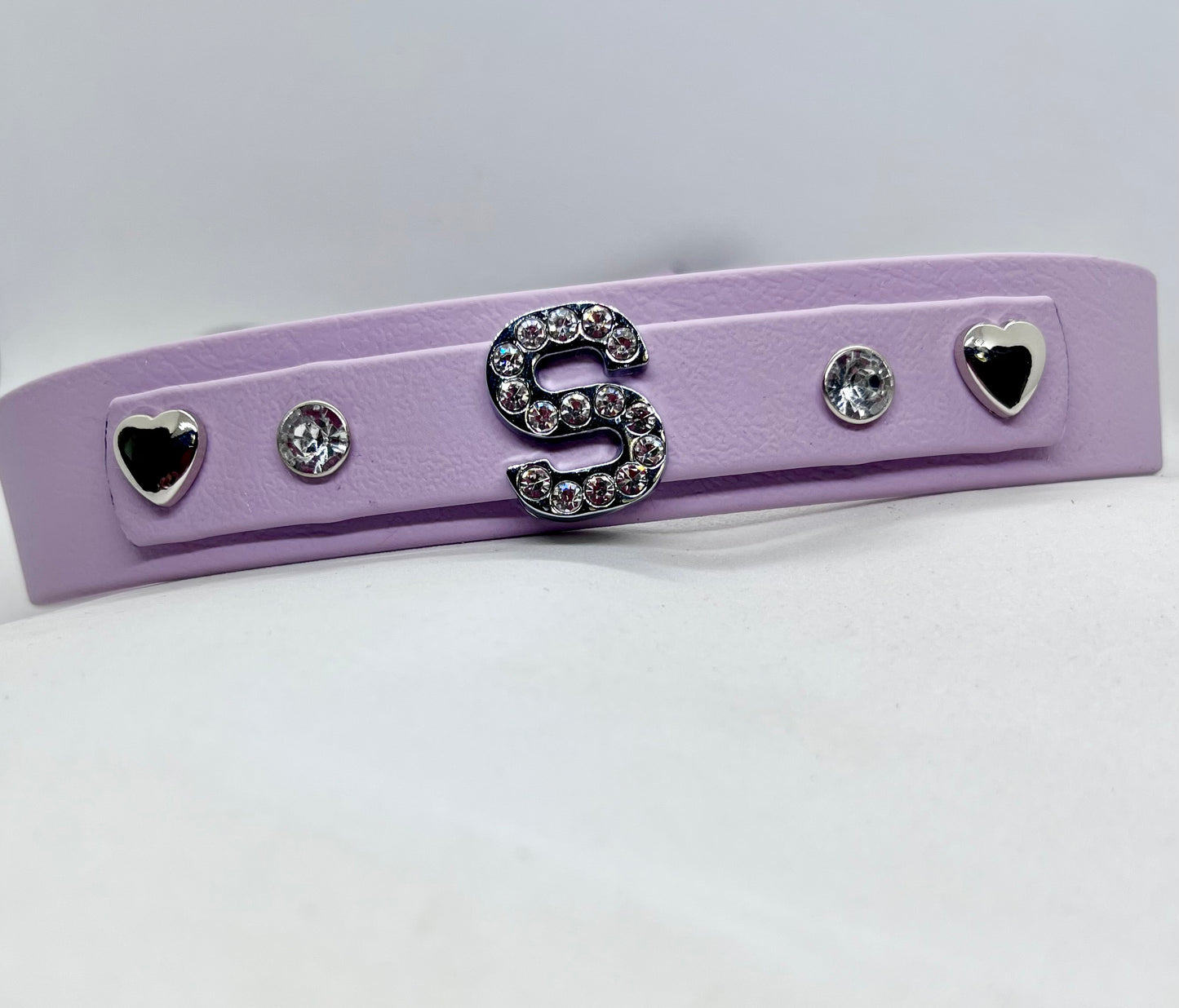 Lilac BioThane collar with stainless steel O ring and diamanté letter – JOOLS LONDON