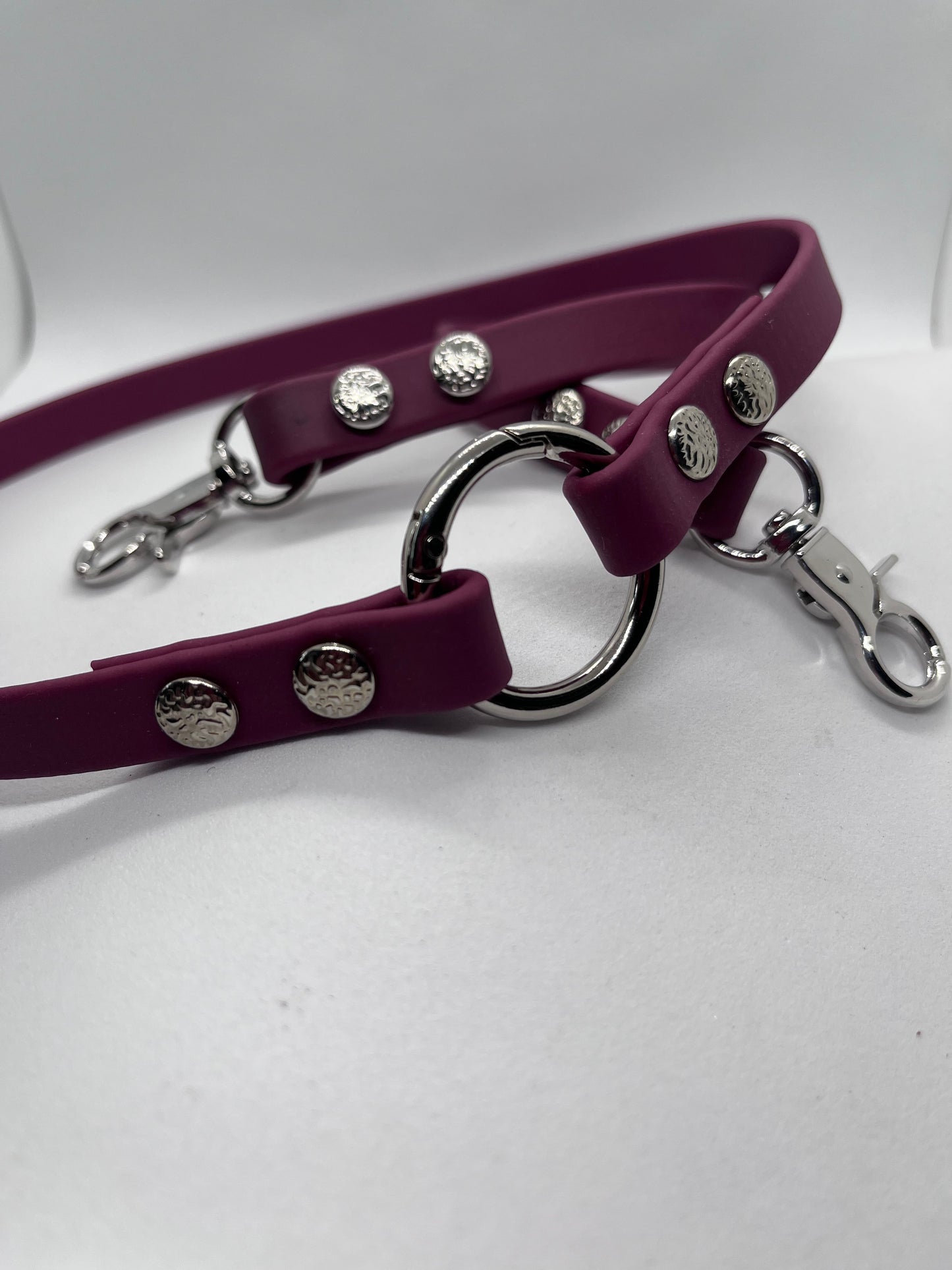 ‘Just Saying’ plain BioThane® 13mm clip collar, textured steel studs stainless steel hardware