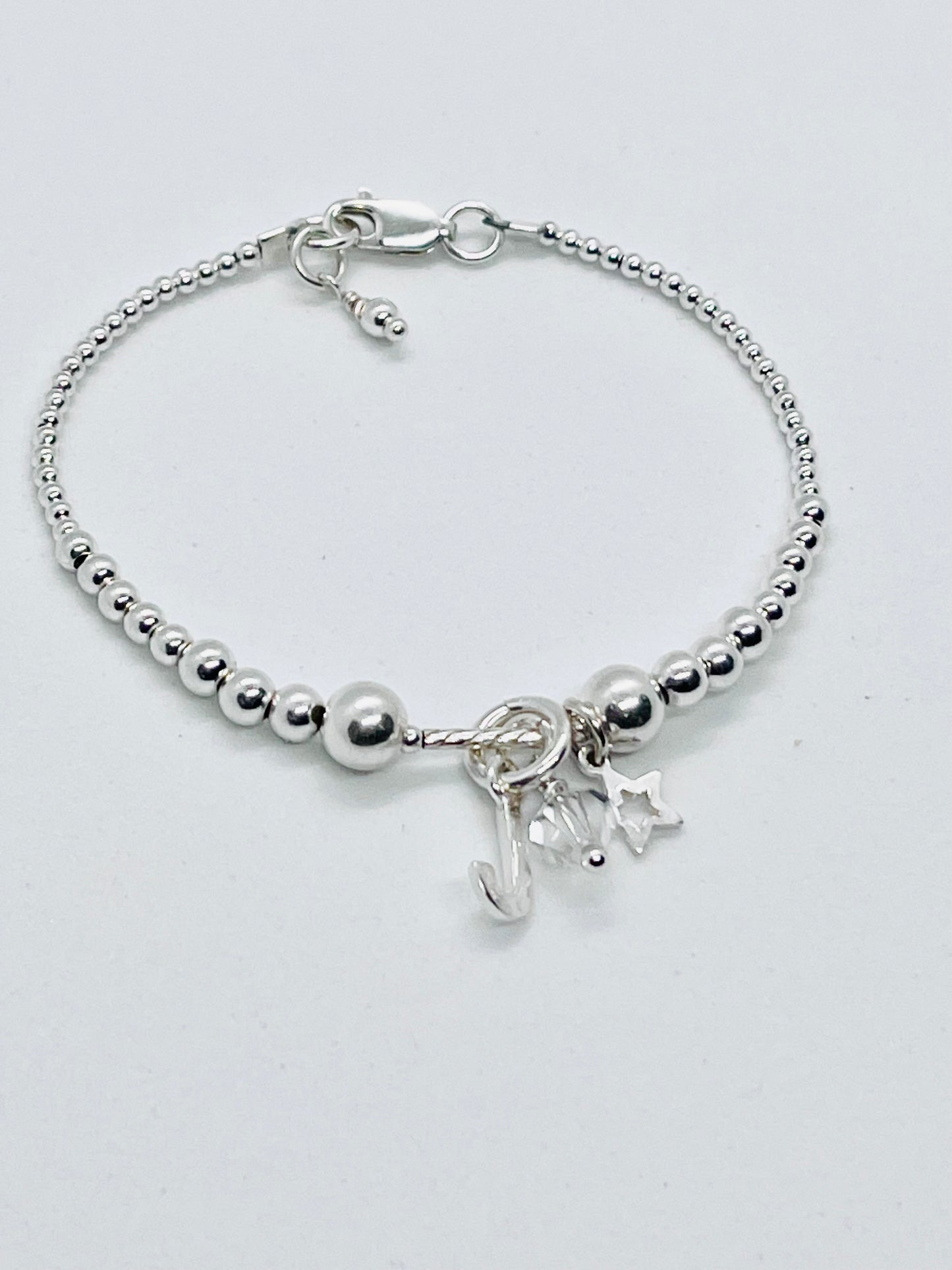 925 sterling silver 'Twist Ball' bead charm bracelet