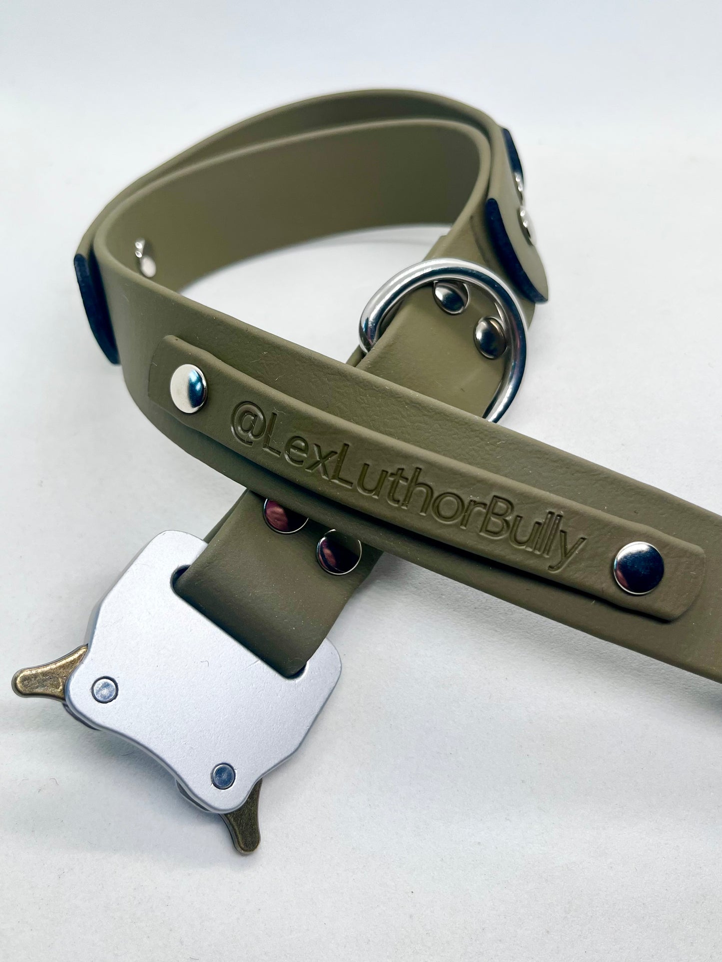 "No Nonsense" Tactical BioThane® Dog Collar in Army Green 25mm Safety Lock Steel Buckle