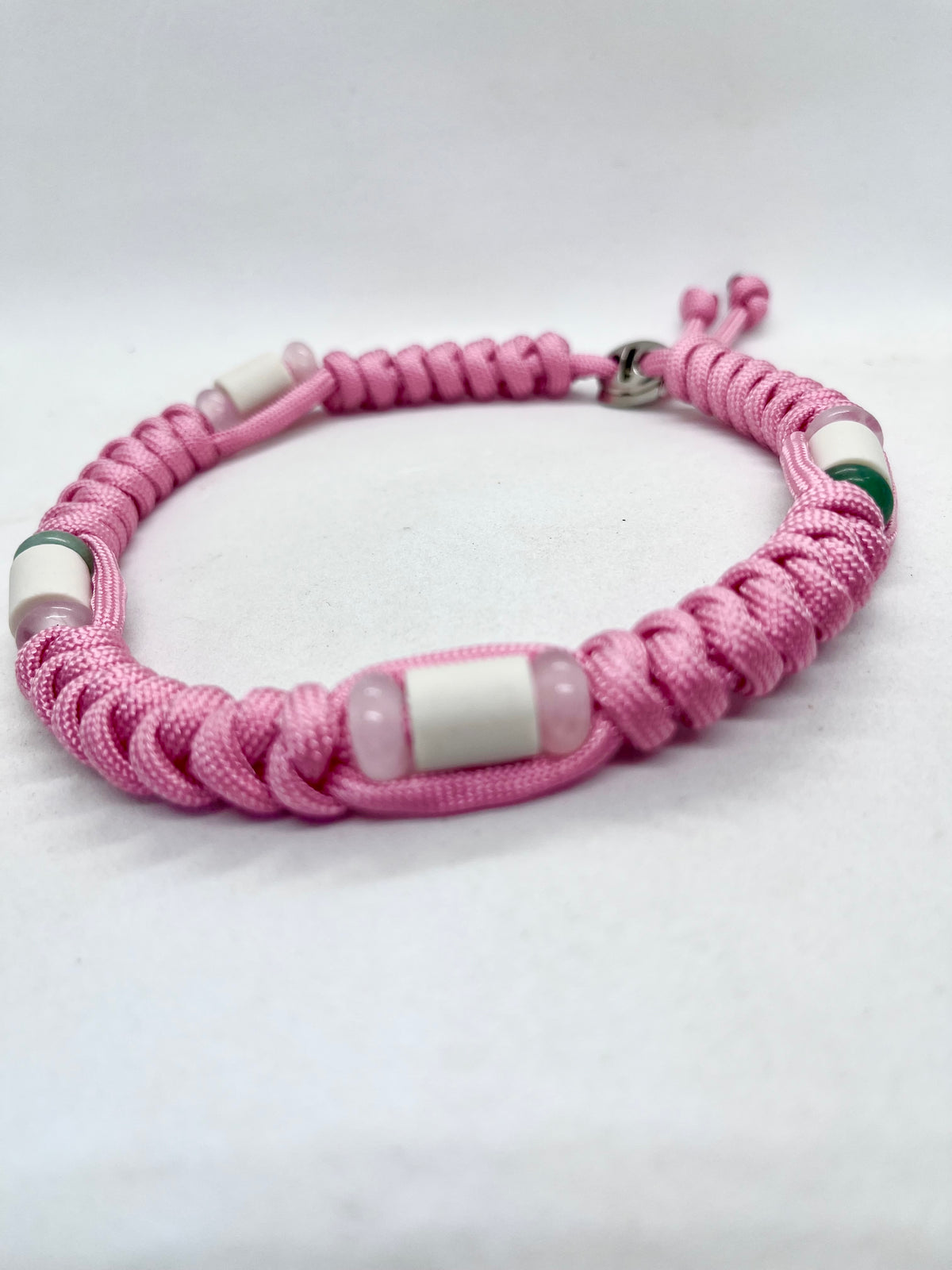 Luxury Pink Crystal Rose Quartz & Aventurine Paracord EM Ceramic Pet Collar - Flea & Tick Prevention