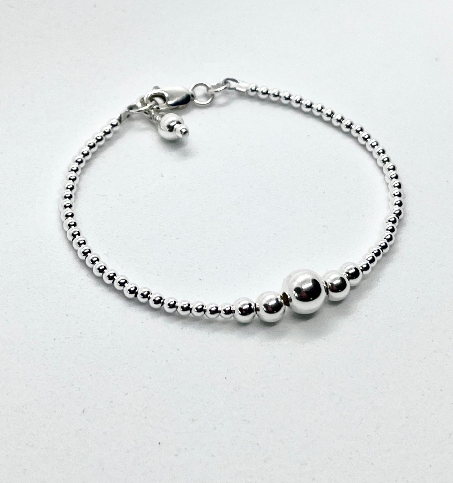 925 sterling silver 'Big Ball Cluster’ retro style bead bracelet