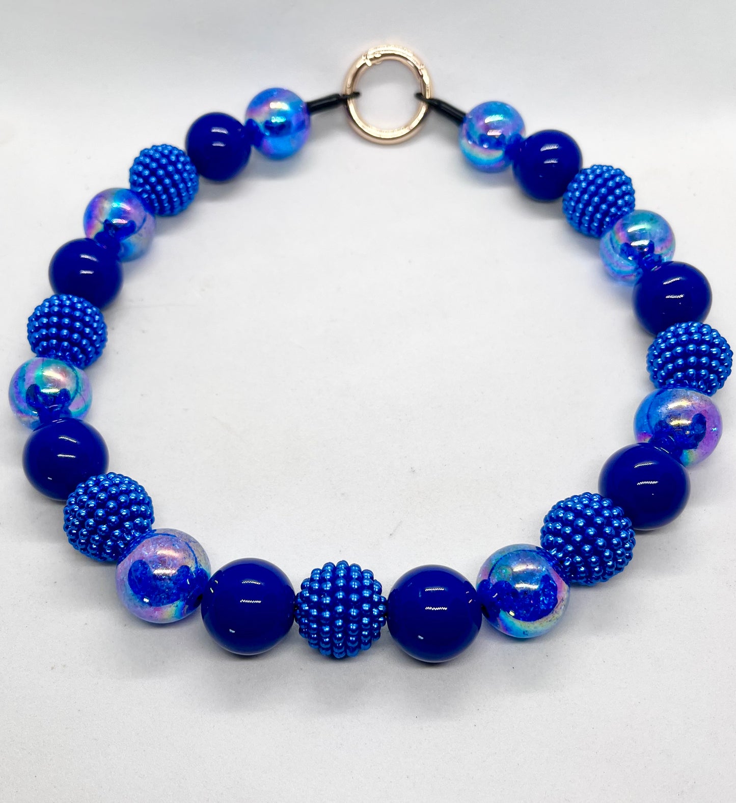 'Pool Party' Cobalt Blue & Iridescent Beaded Dog Collar